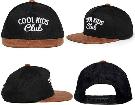 Flat Brim Trucker Hat – Cool Kids Club Black Faux Leather (Kids 2–9Y)