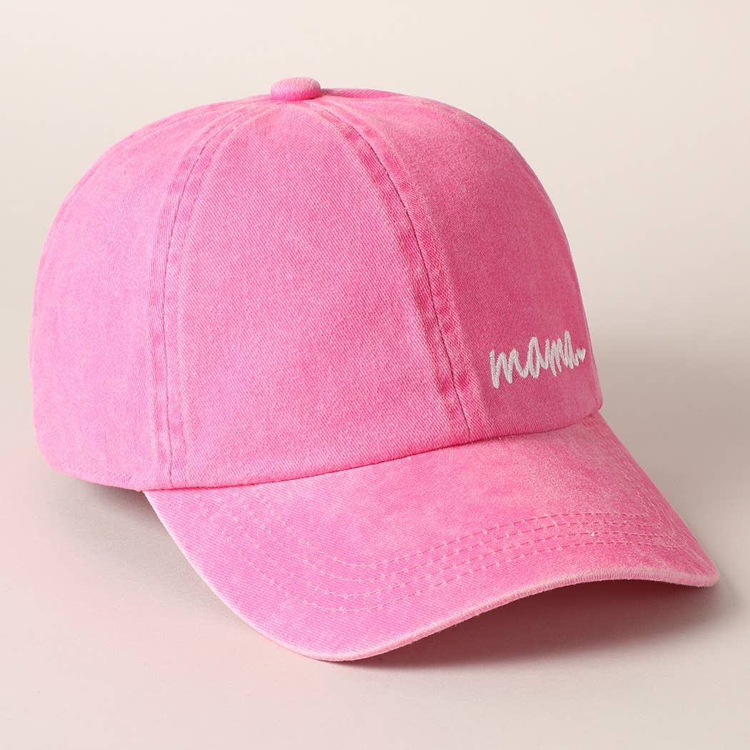 Mama embroidered baseball caps in pink