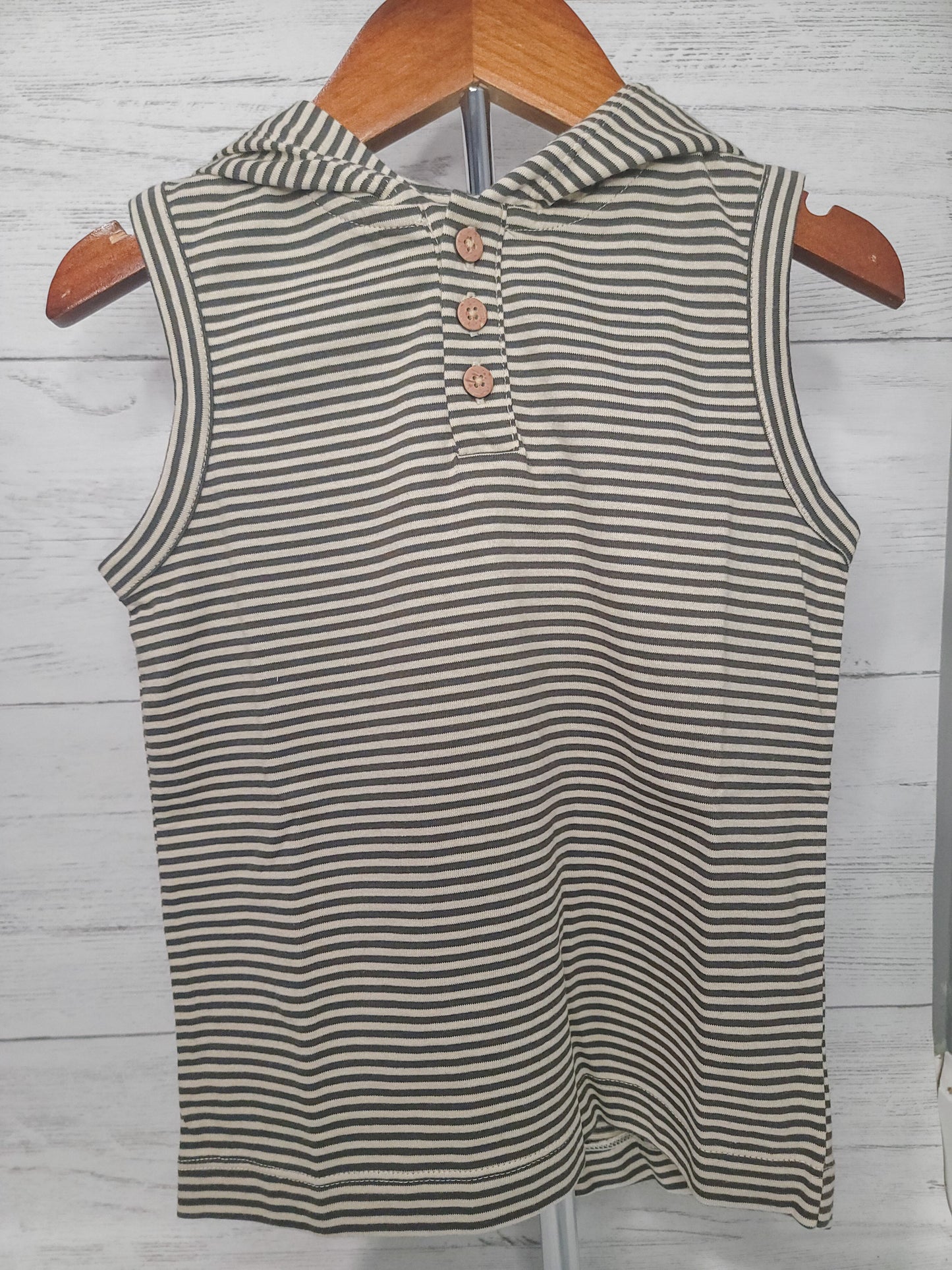 Henley Hooded Tank- Stripe