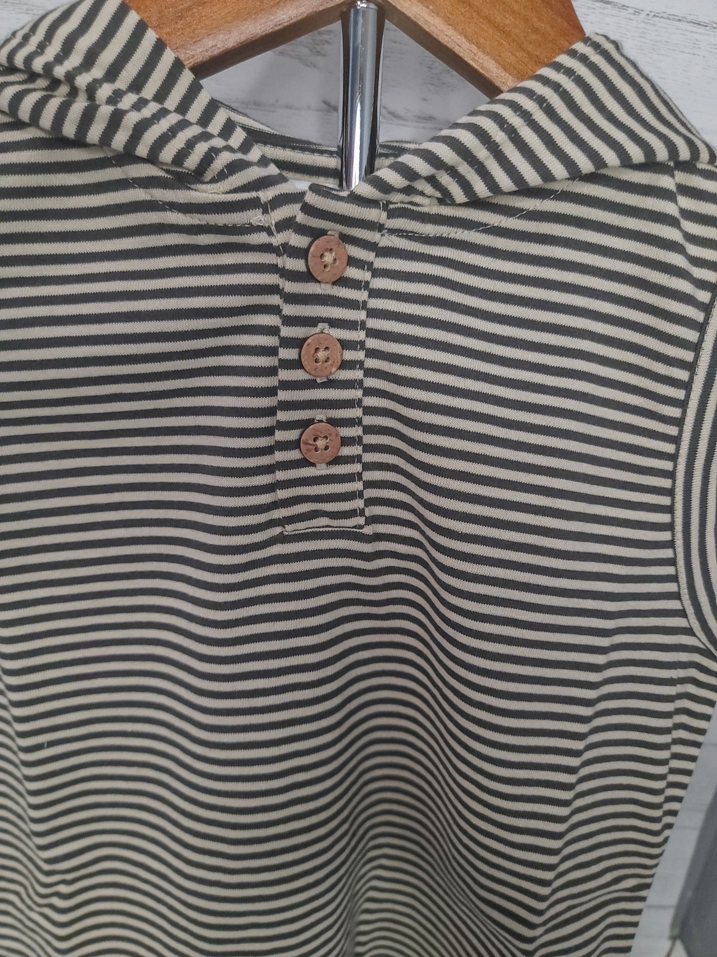 Henley Hooded Tank- Stripe