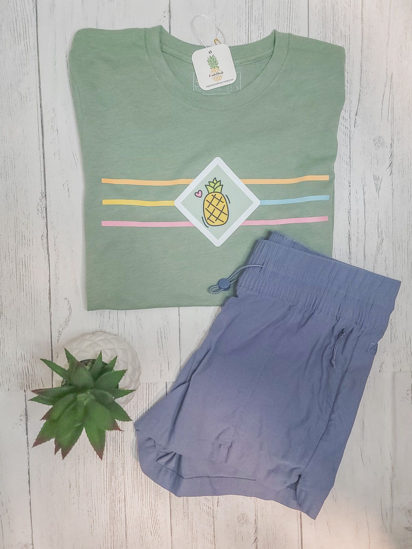 Pineapple Stripe Tee – Infertility Awareness Shirt in Seagreen