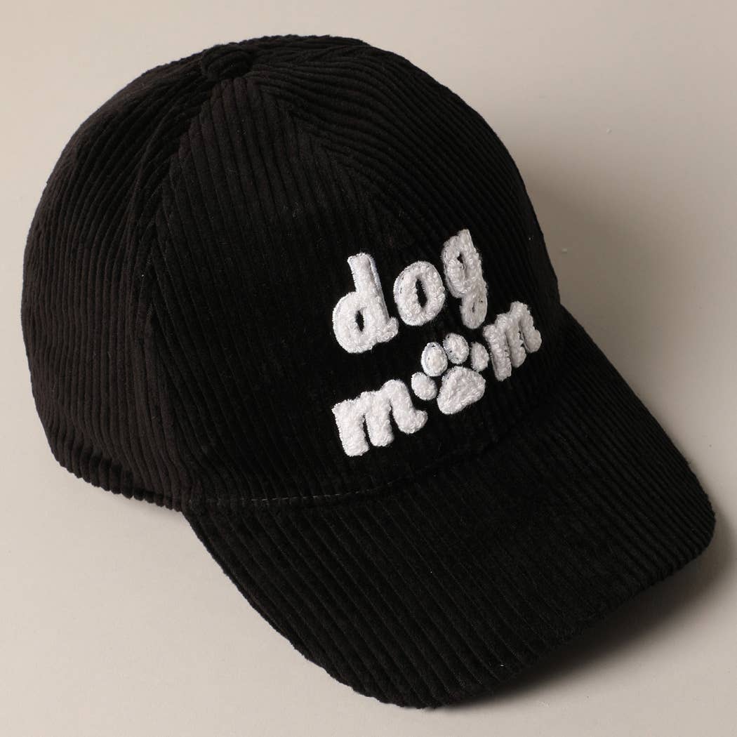Dog Mom Chenille Patch Corduroy Baseball Cap