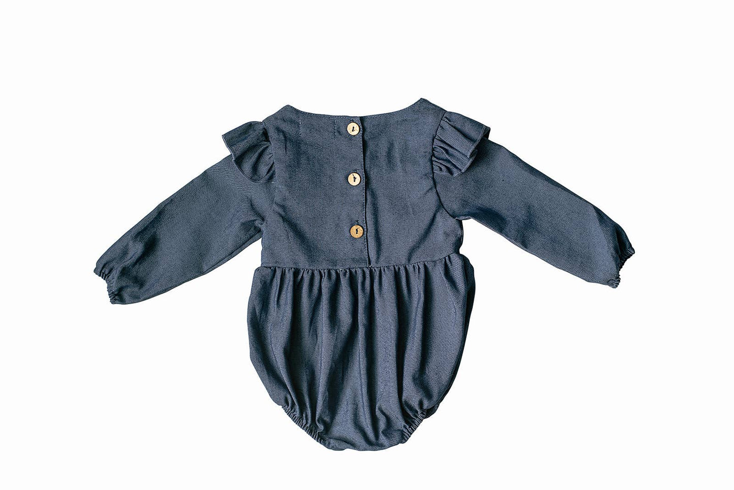 Denim Flutter Sleeve Baby Romper