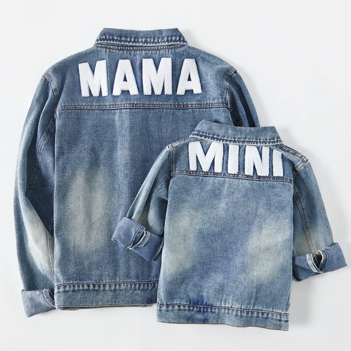Light Blue Lapel Distressed Denim Jacket – Matching Mama & Mini Outfits