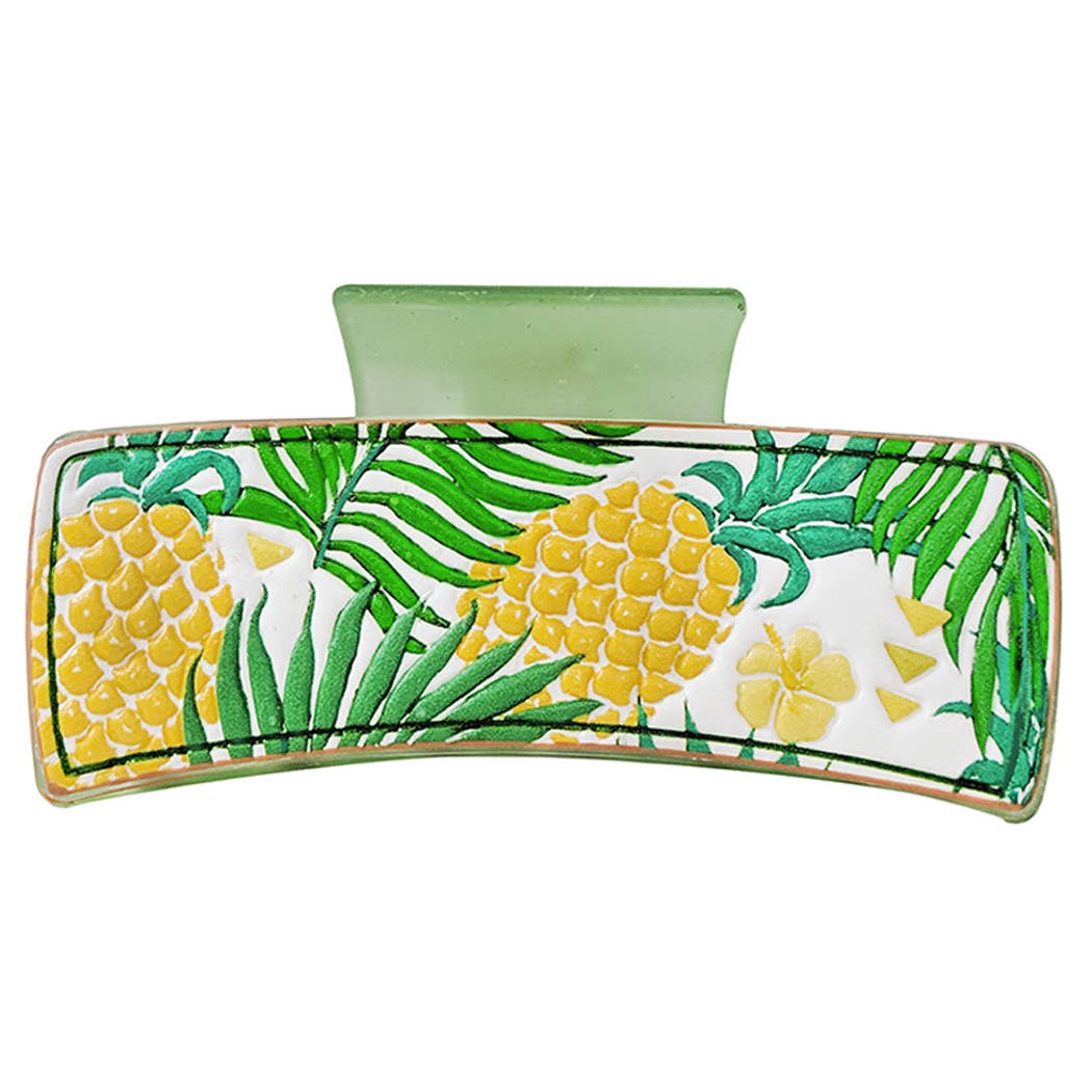 Pineapple leather hair clip, 4x1.75 inch genuine leather claw for everyday styling