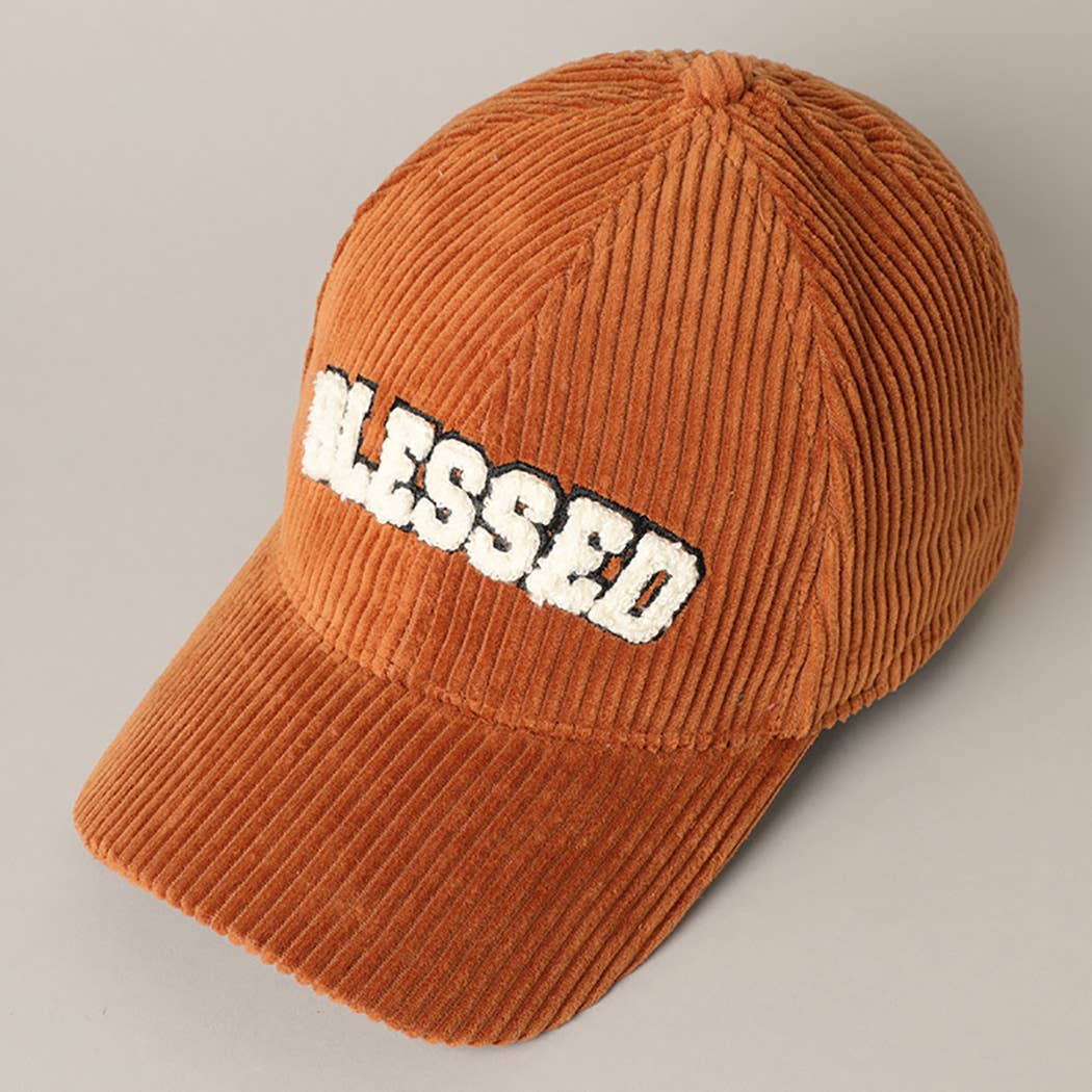 BLESSED Embroidered Corduroy Baseball Cap