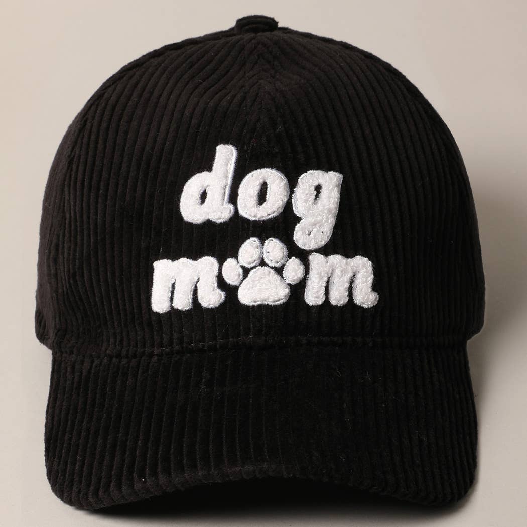 Dog Mom Chenille Patch Corduroy Baseball Cap