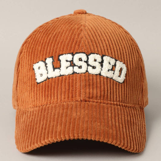 BLESSED Corduroy Baseball Cap | Embroidered Adjustable Hat | 100% Cotton