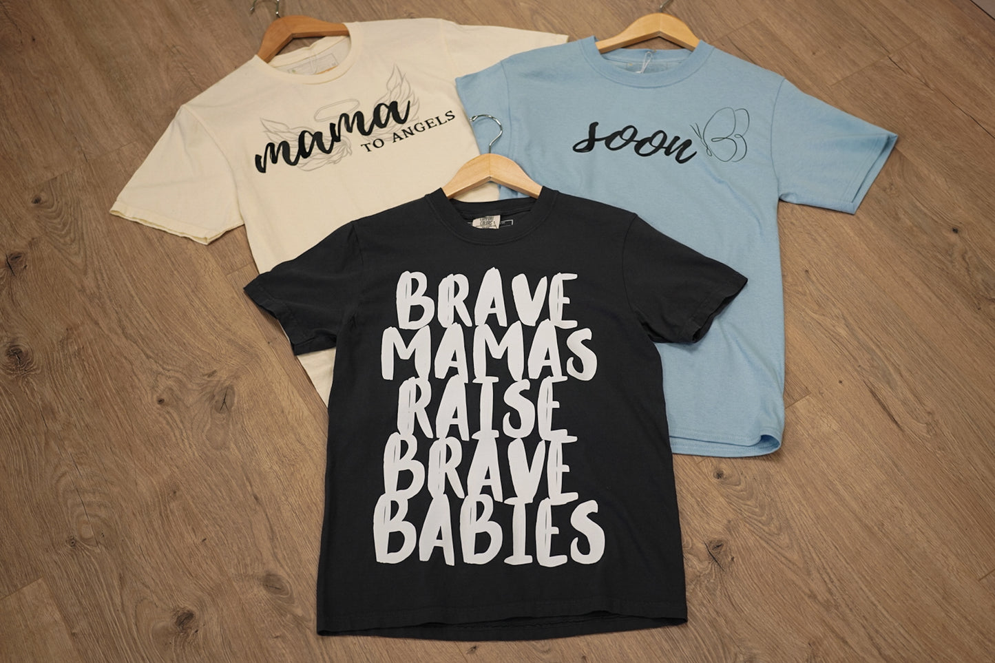 Women’s infertility awareness t-shirt with ‘Soon’ butterfly design, soft cotton mental health tee