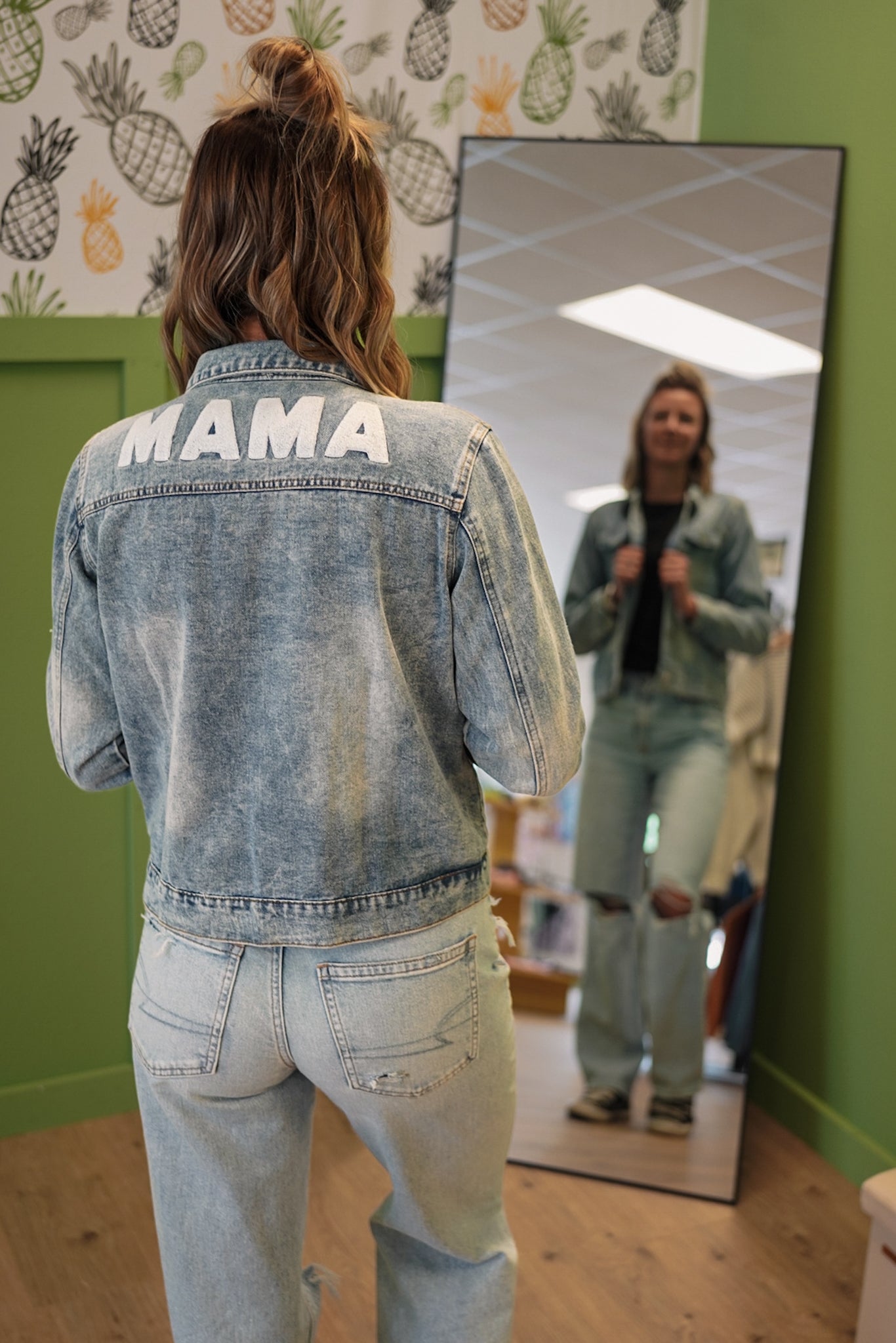 Light Blue Lapel Distressed Denim Jacket – Matching Mama & Mini Outfits