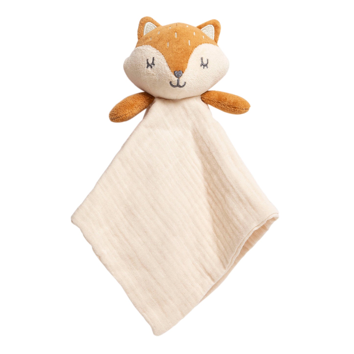Fox snuggle blanket, organic cotton baby cuddle toy for infants and toddlers