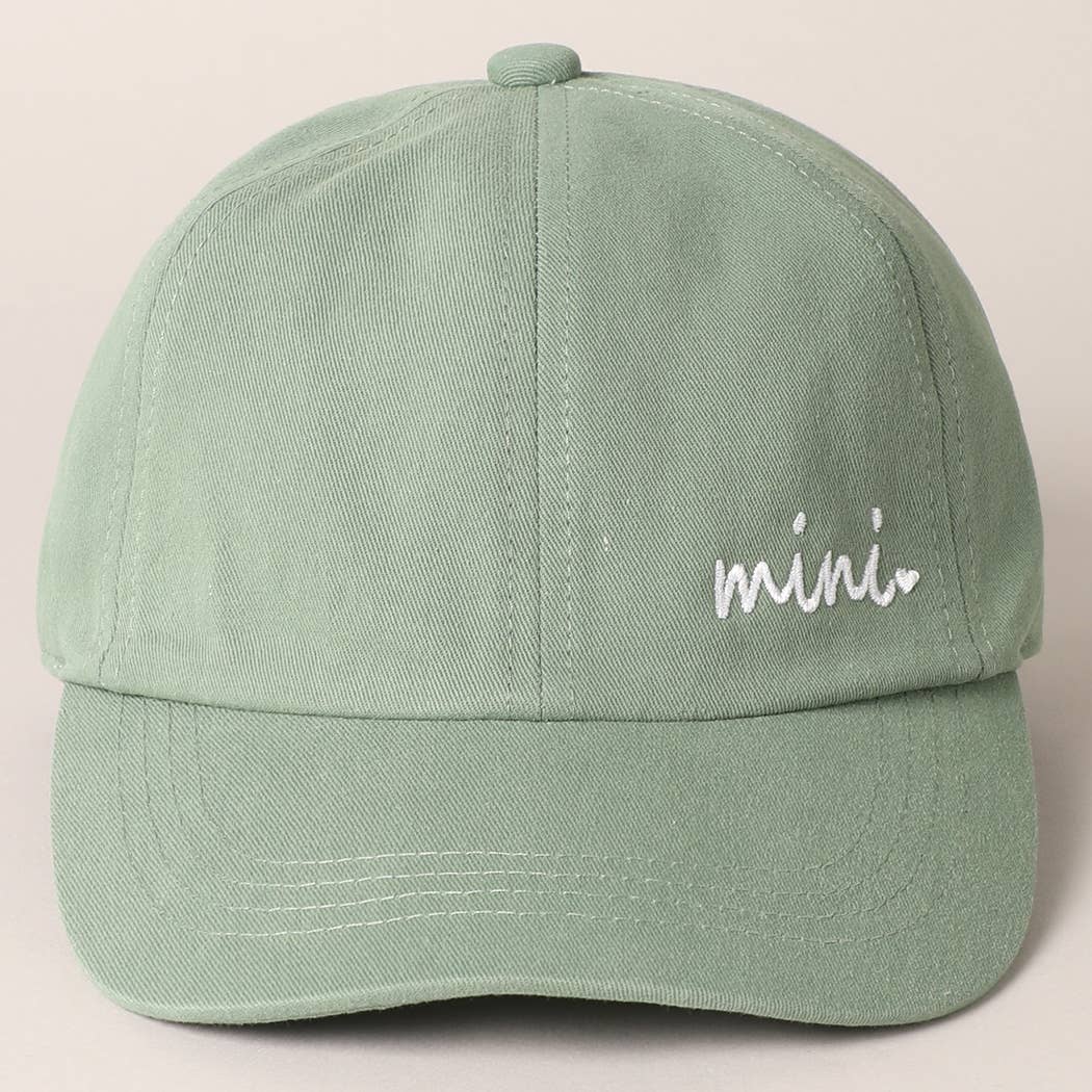 Embroidered Mama & Mini baseball cap, adjustable cotton hat in pink and green, casual accessory