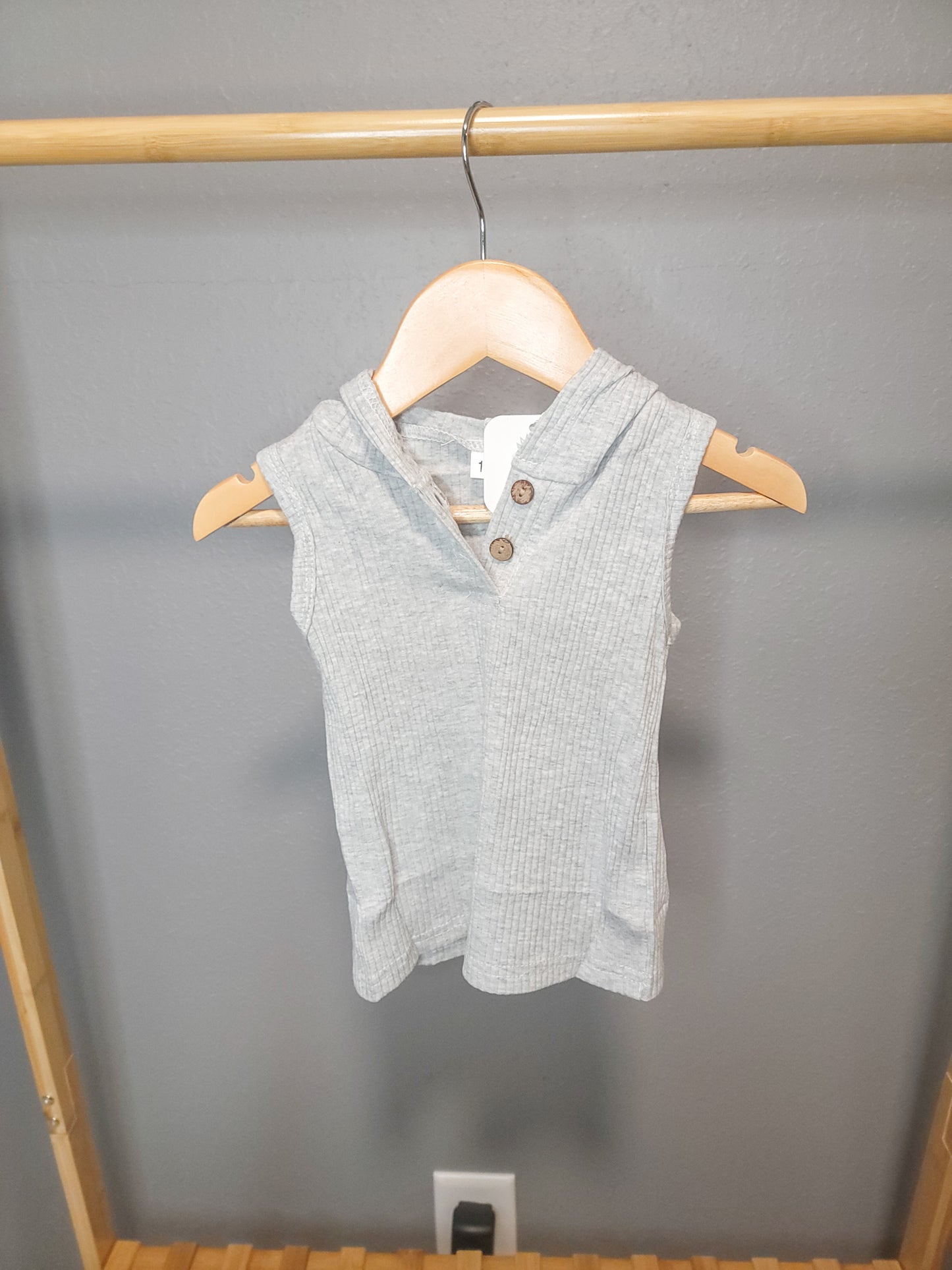 Henley Hooded Tank - Ribbed