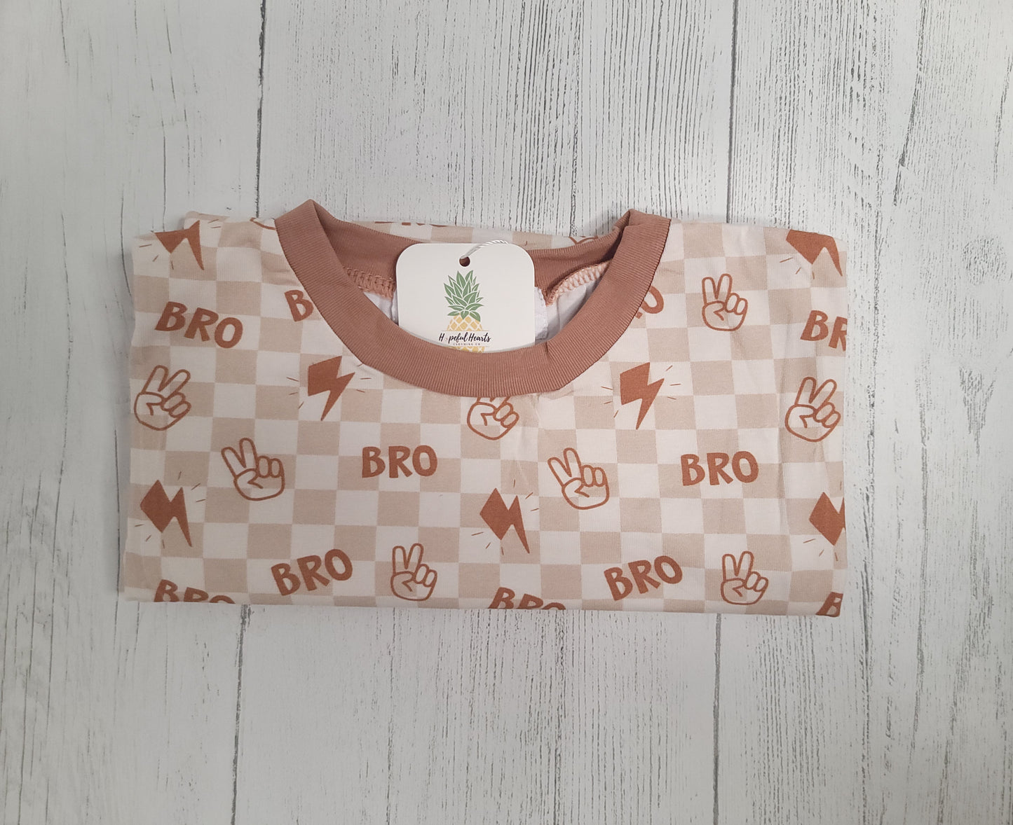 Bro✌🏻 Toddler T-Shirt – Lightning Bolt & Checkered Print