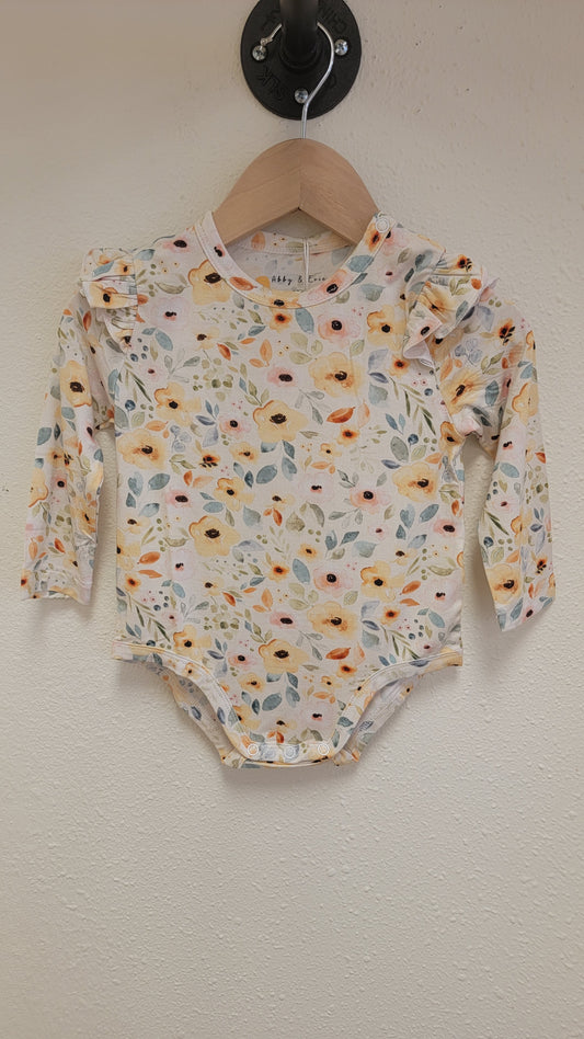 Floral bamboo baby onesie, soft and breathable bodysuit for infants