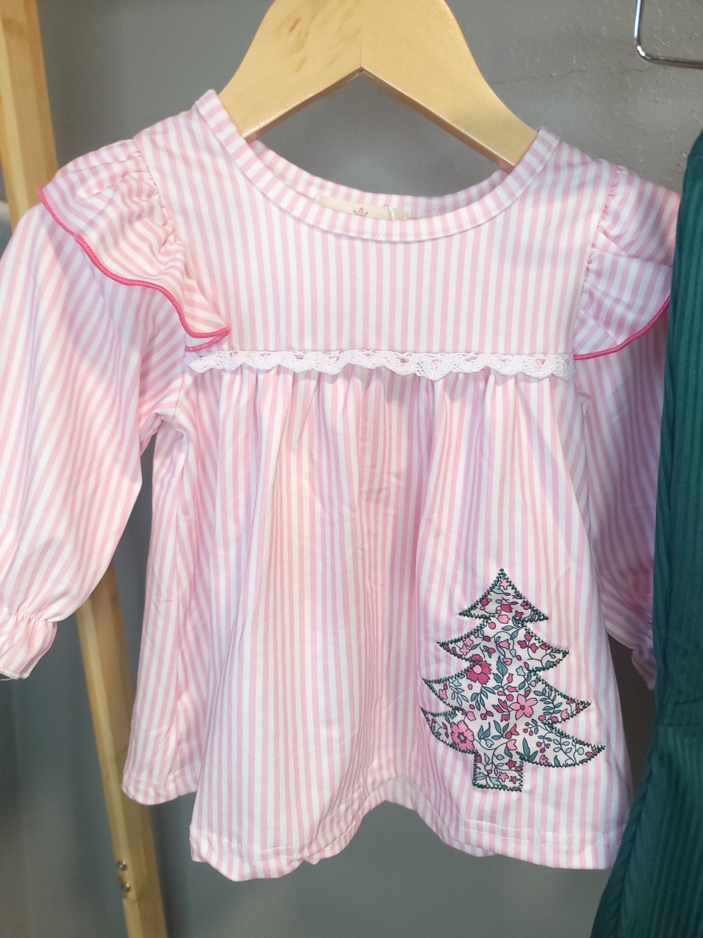 Floral Trees Bell Bottoms Outfit | Girls Holiday Christmas Outfit