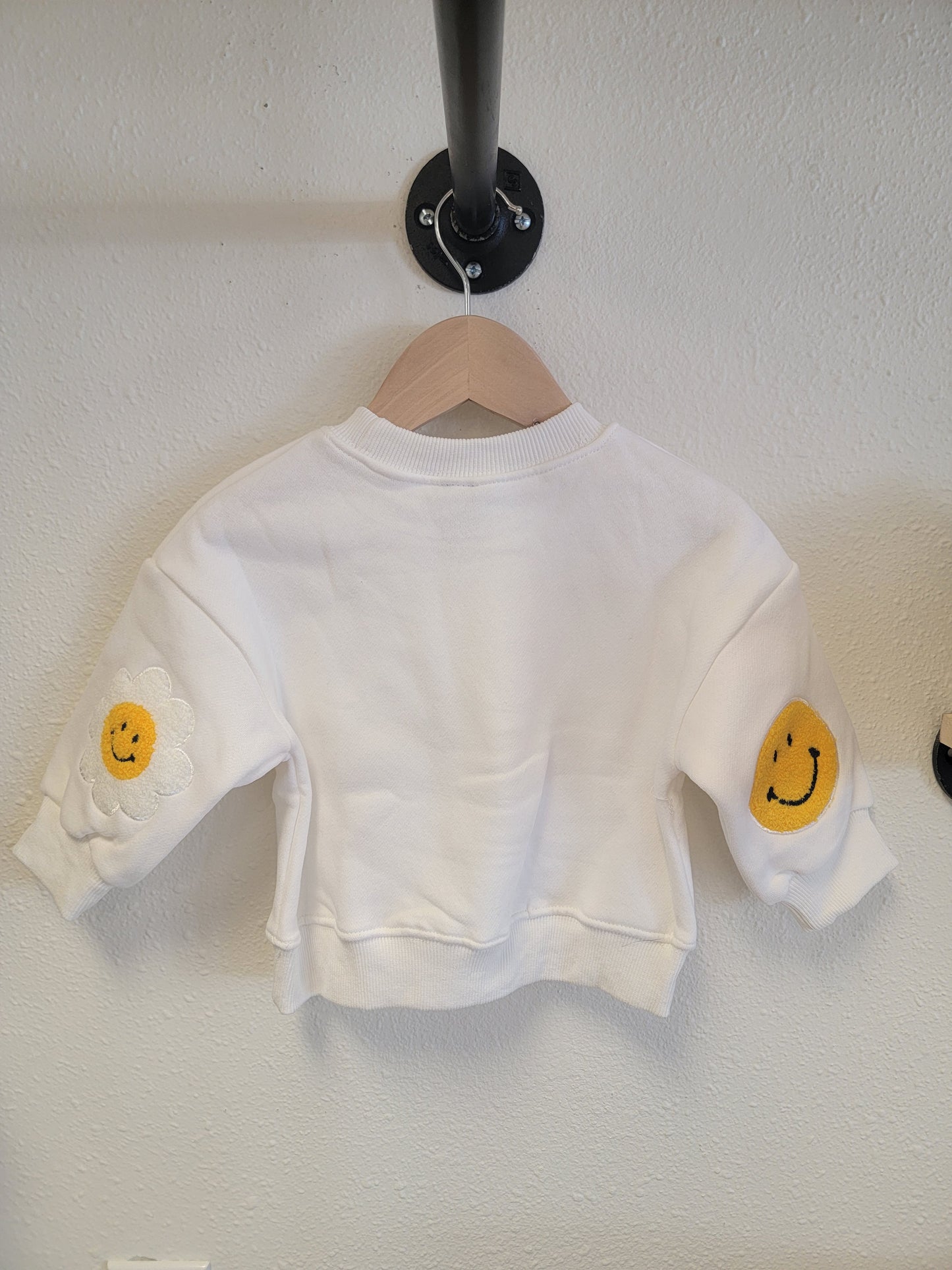 Baby Girl Patches Sweatshirt | Black & White Stripe or Solid White | 100% Cotton