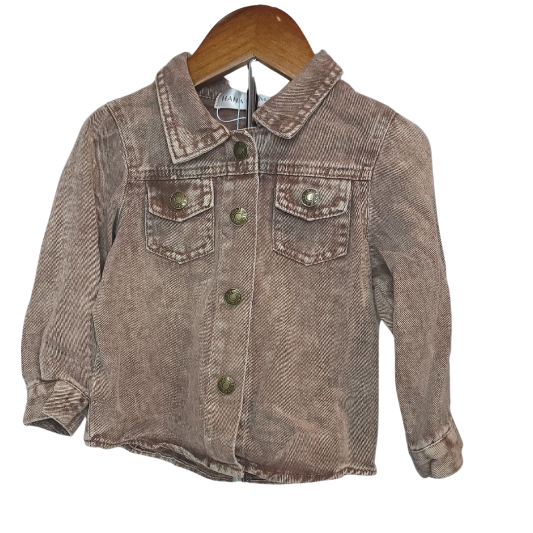 Brown Acid Wash Denim Jacket β Adult & Kid Matching, Lightweight Unisex Jean Jacket