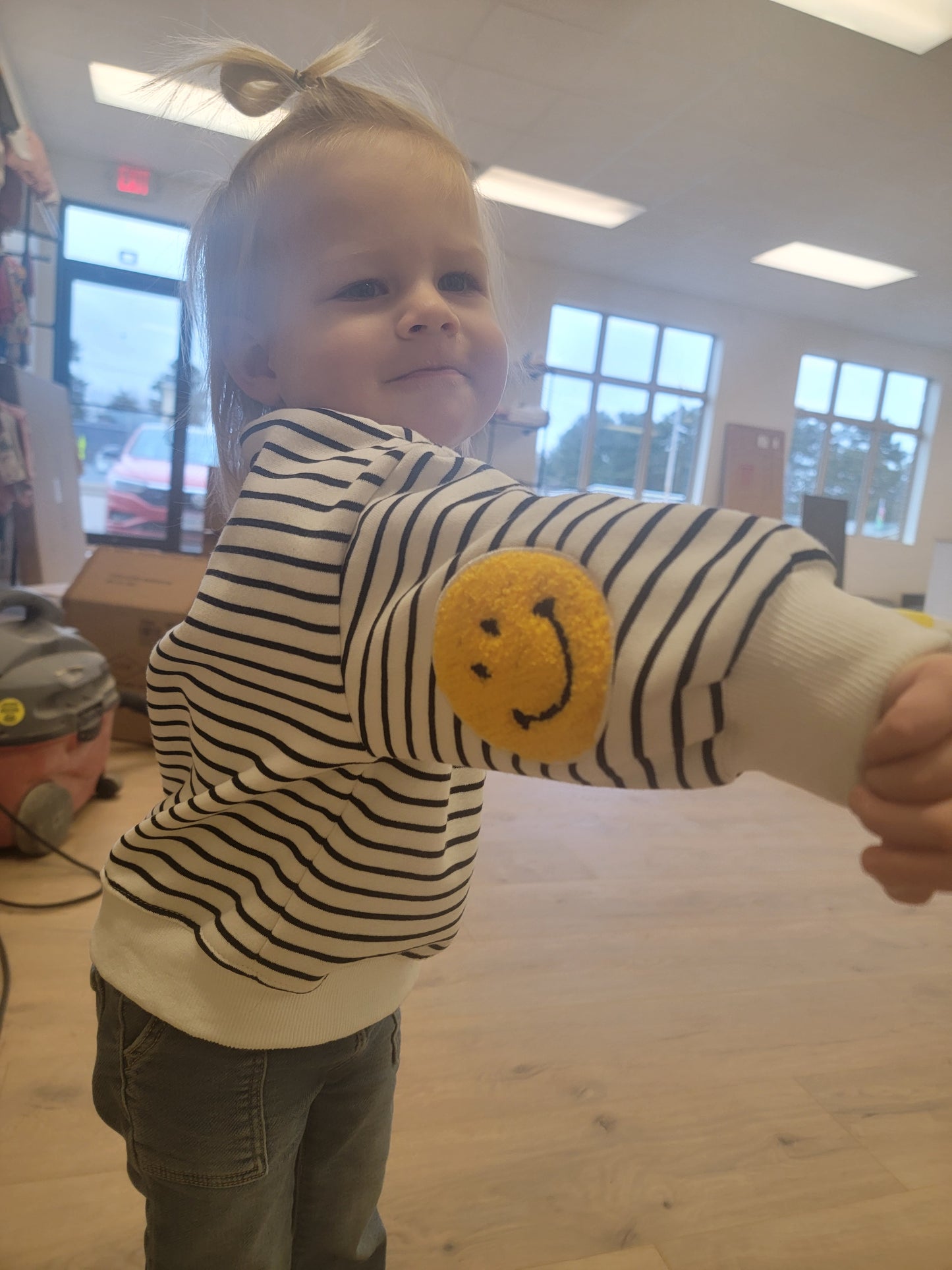 Baby Girl Patches Sweatshirt | Black & White Stripe or Solid White | 100% Cotton