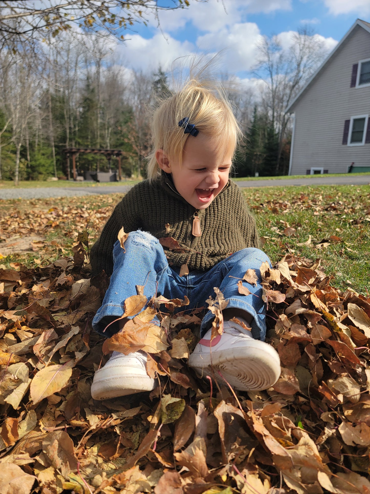 Dark Forest Green Essex Sweater – Mommy & Me Matching Quarter Zip with Lantern Sleeves