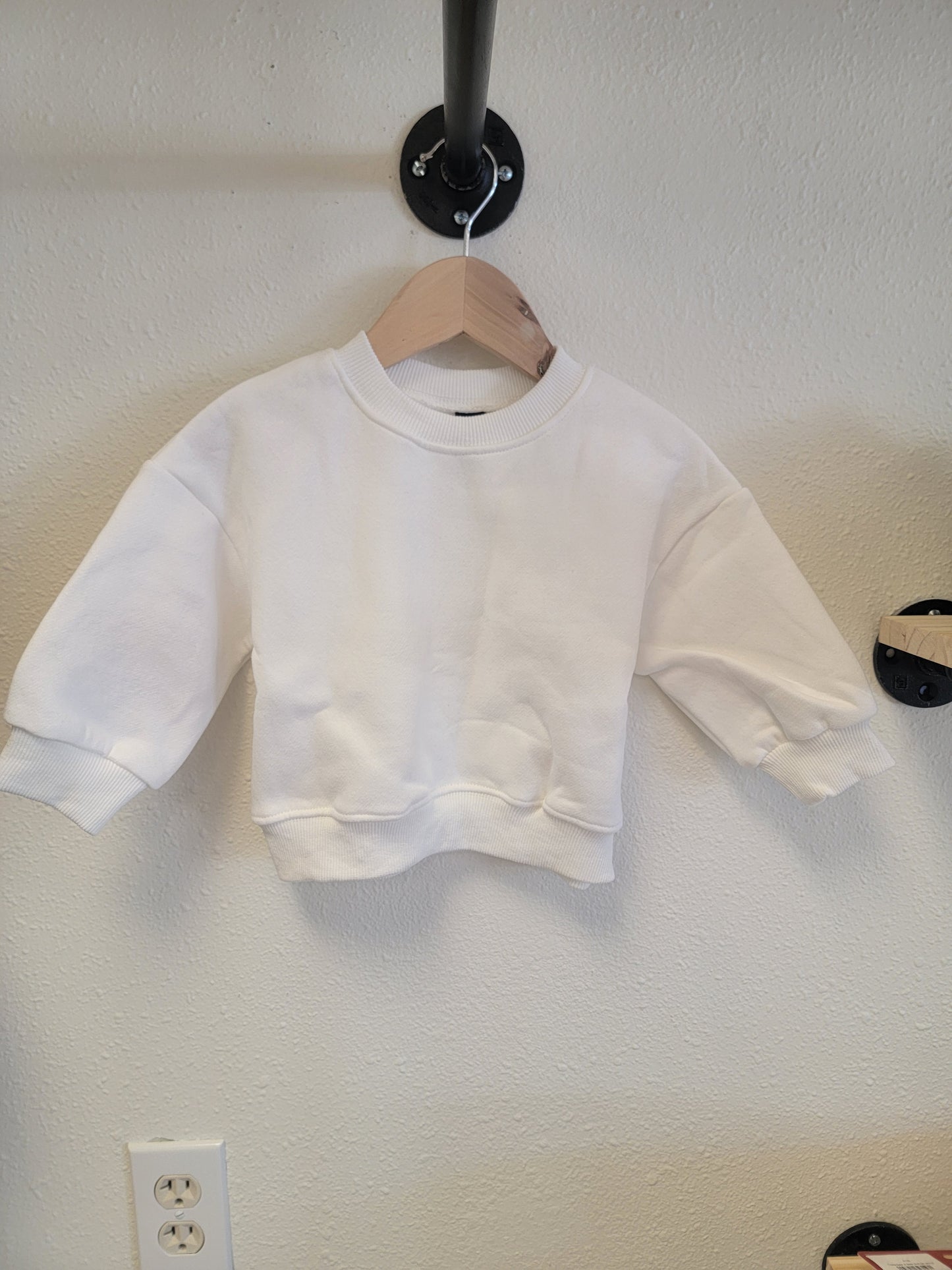 Baby Girl Patches Sweatshirt | Black & White Stripe or Solid White | 100% Cotton