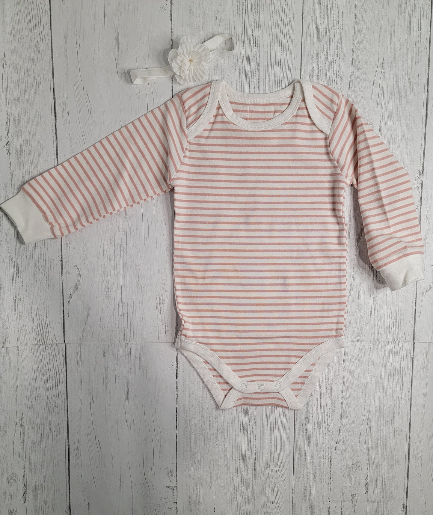 Organic Bubble Gum Pink Striped Long Sleeve Baby Onesie – Soft & Cozy