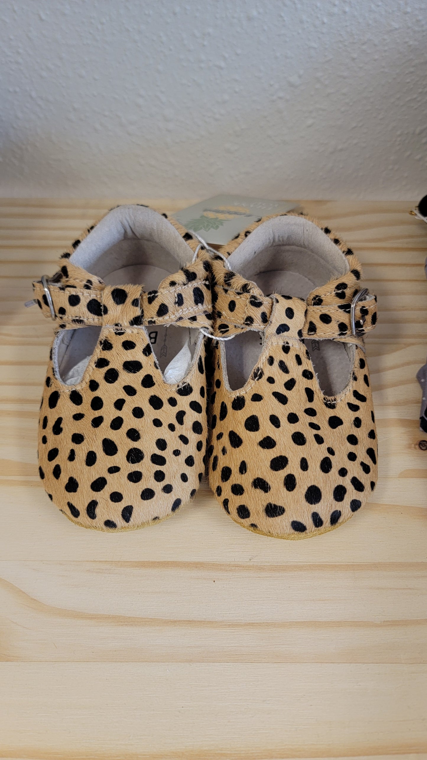 Leopard Soft-Soled Leather Baby Mary Janes