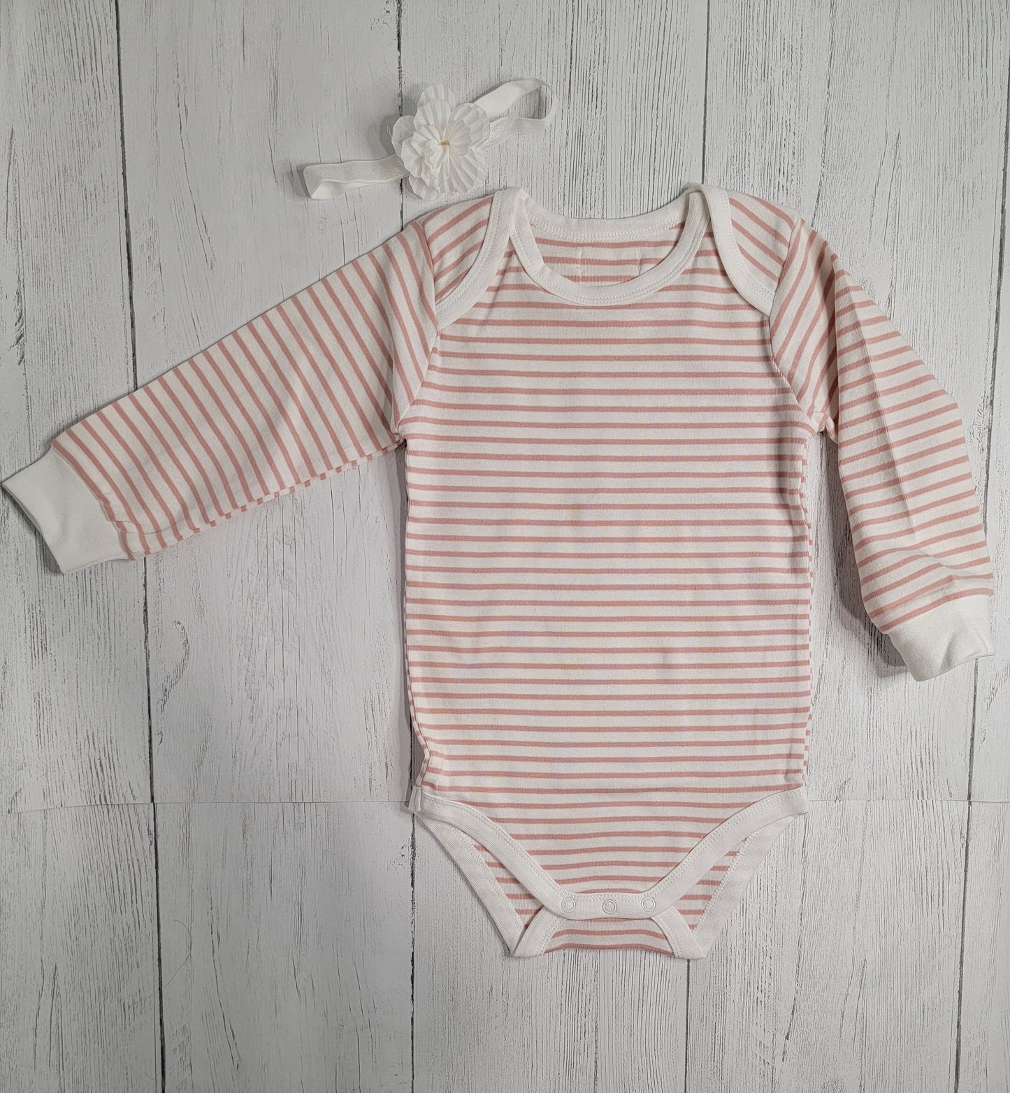 Organic Bubble Gum Pink Striped Long Sleeve Baby Onesie – Soft & Cozy