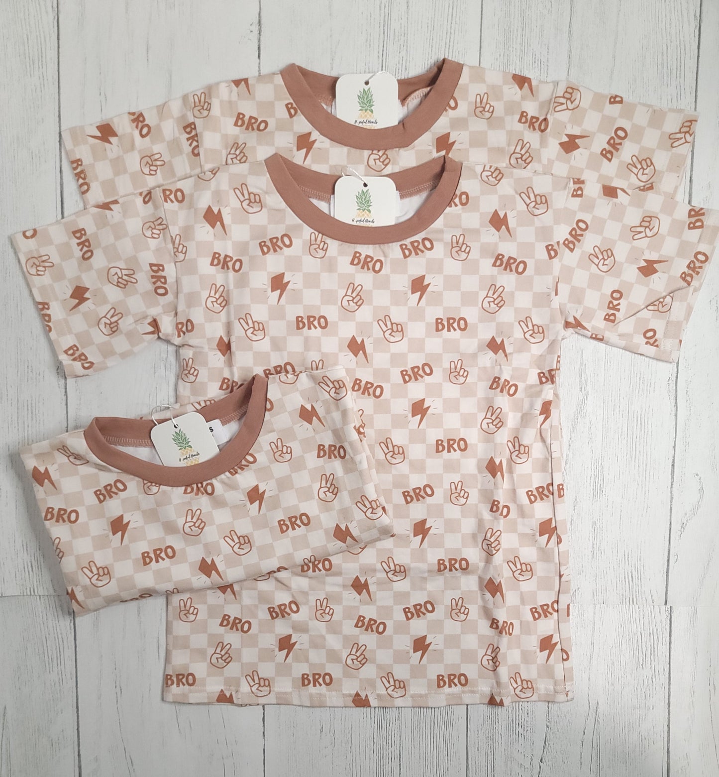 Bro✌🏻 Toddler T-Shirt – Lightning Bolt & Checkered Print