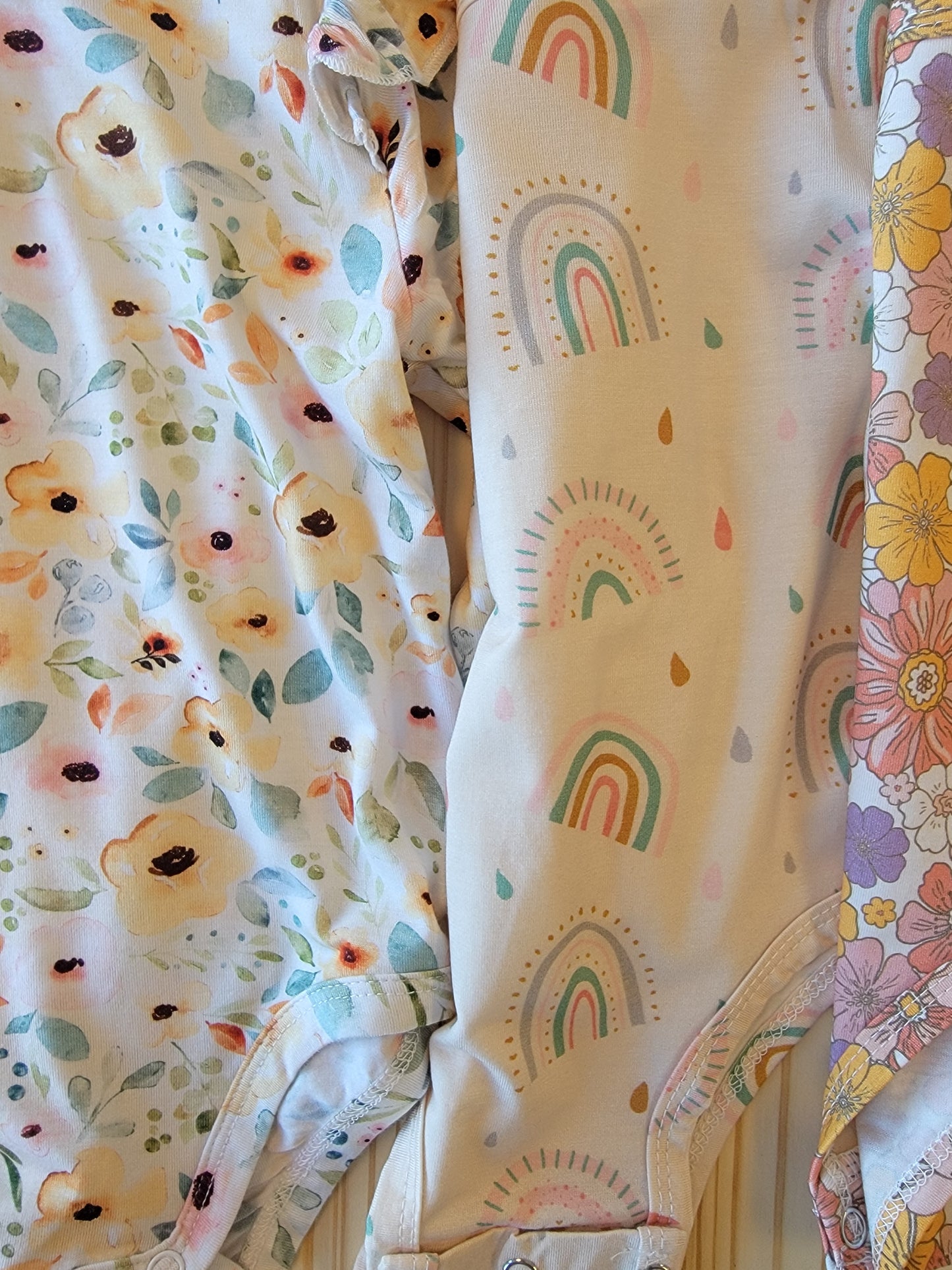 floral bamboo onesie, soft and breathable baby bodysuit