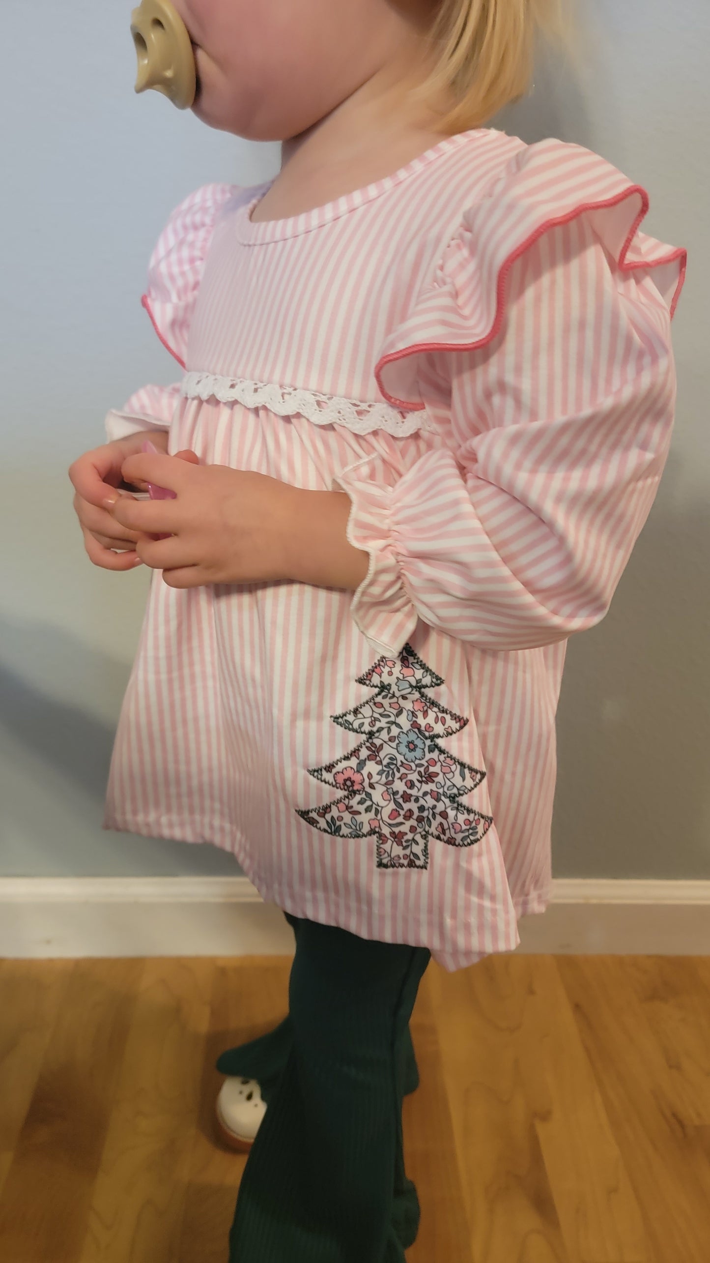 Floral Trees Bell Bottoms Outfit | Girls Holiday Christmas Outfit