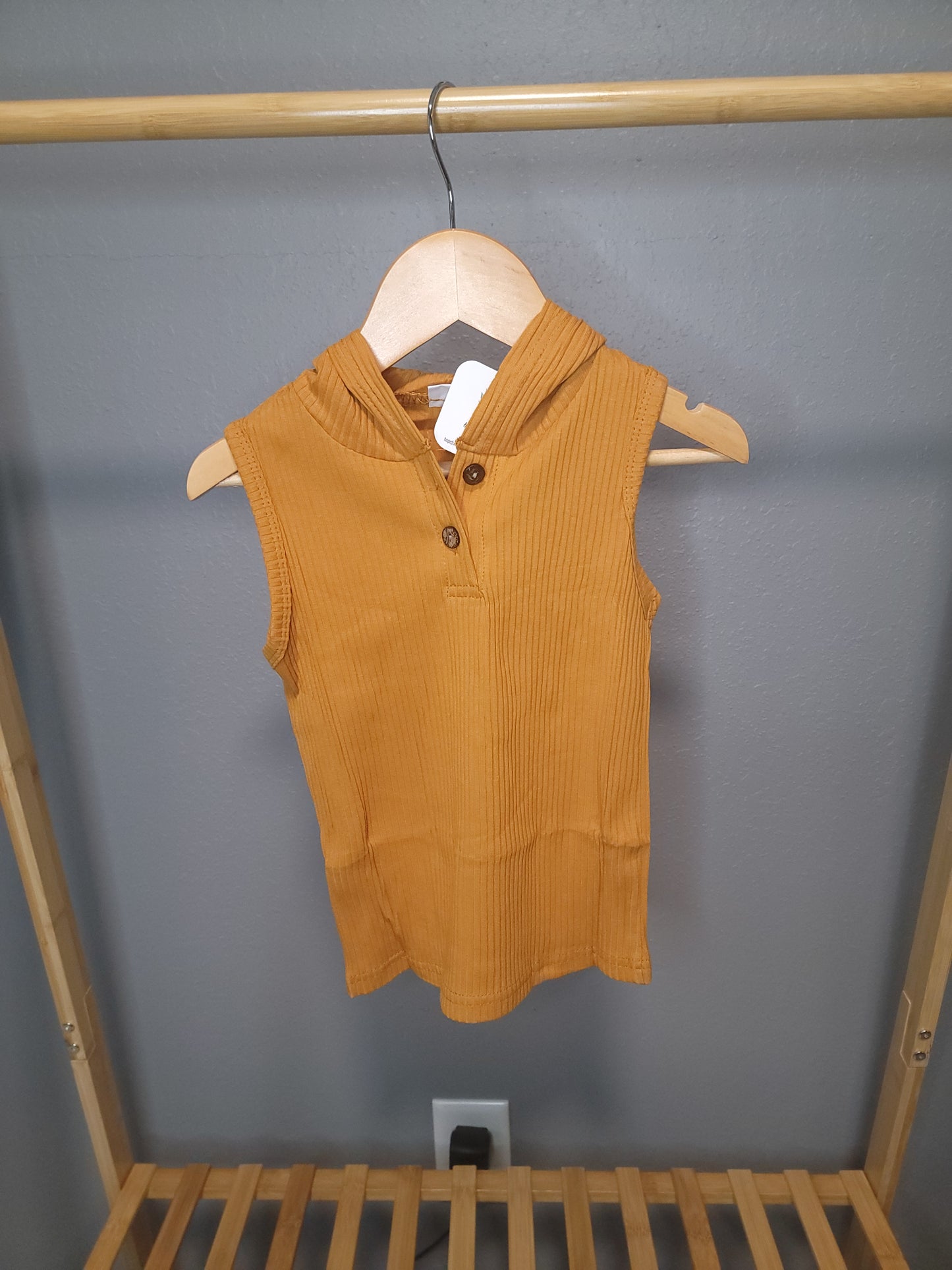 Henley Hooded Tank - Ribbed