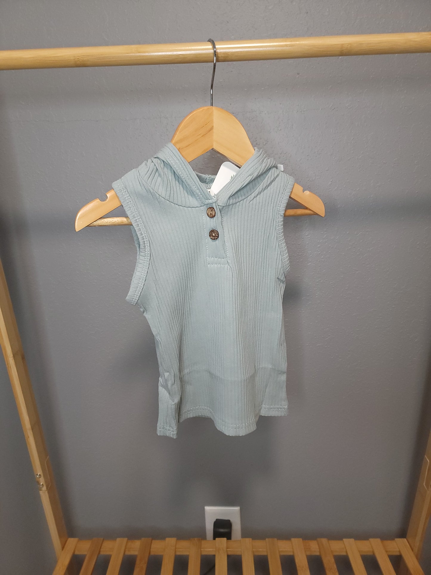 Henley Hooded Tank - Ribbed