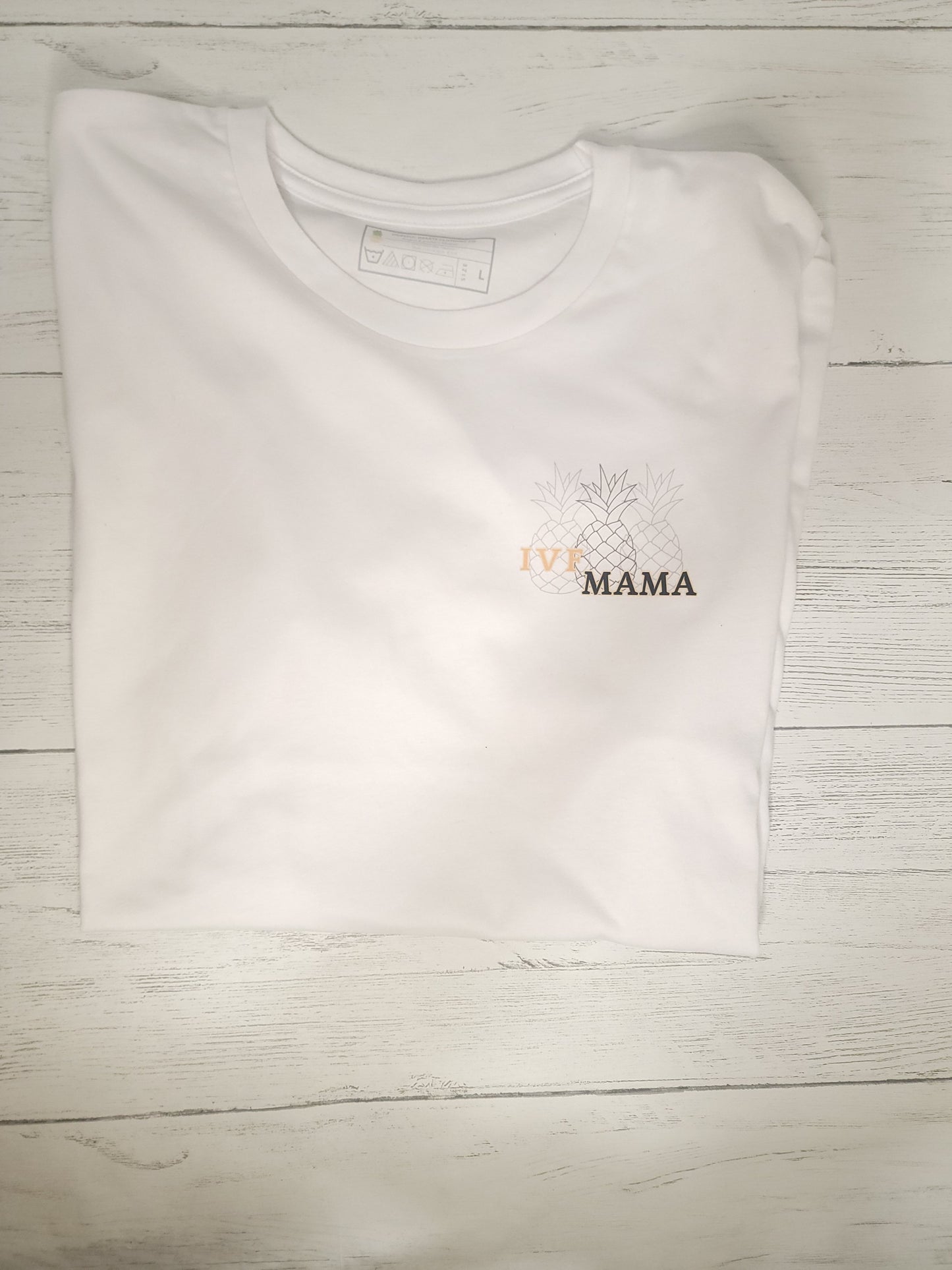 IVF Mama Tee – Infertility Awareness Shirt with Gold Pineapple Design