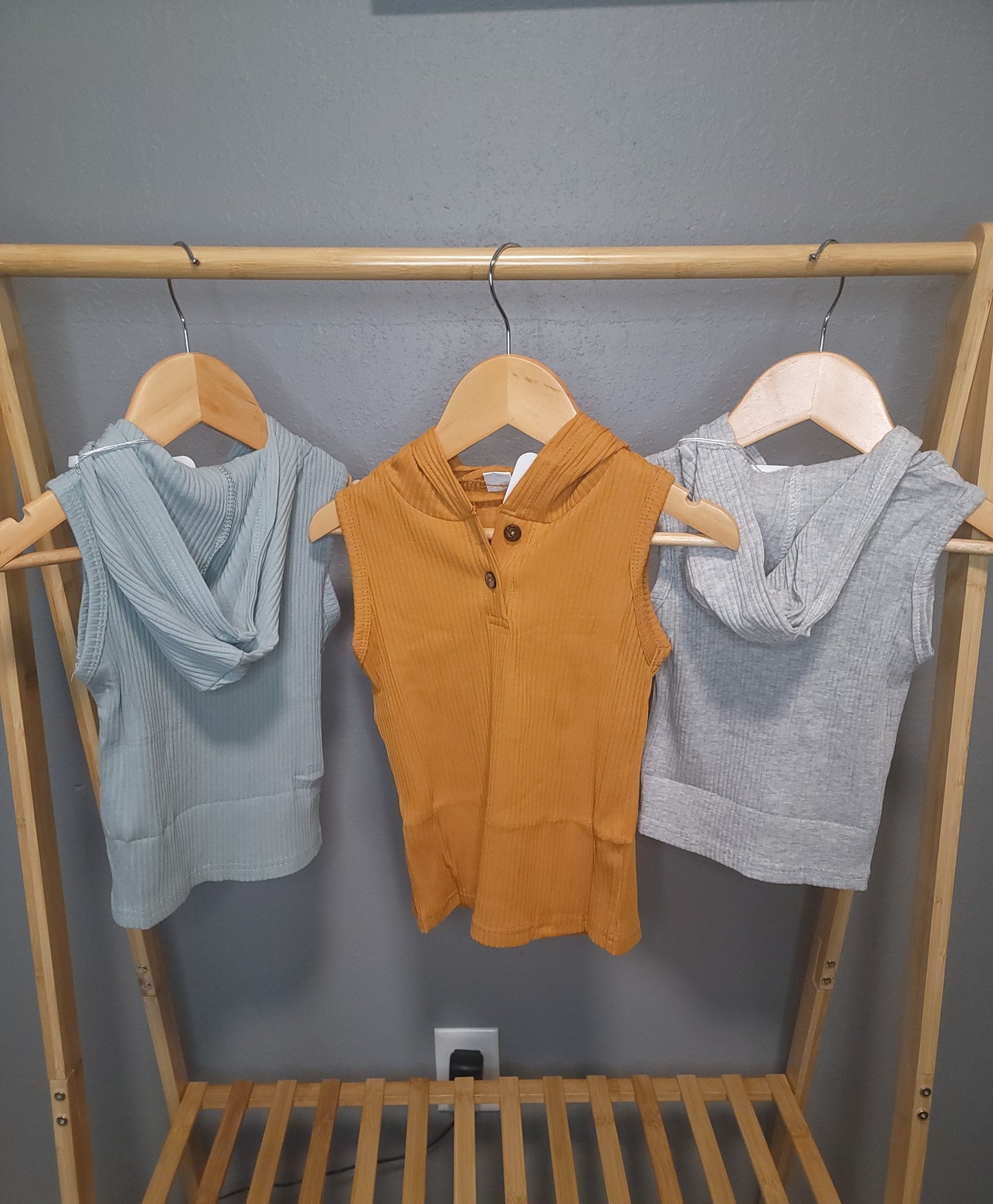 Henley Hooded Tank - Ribbed
