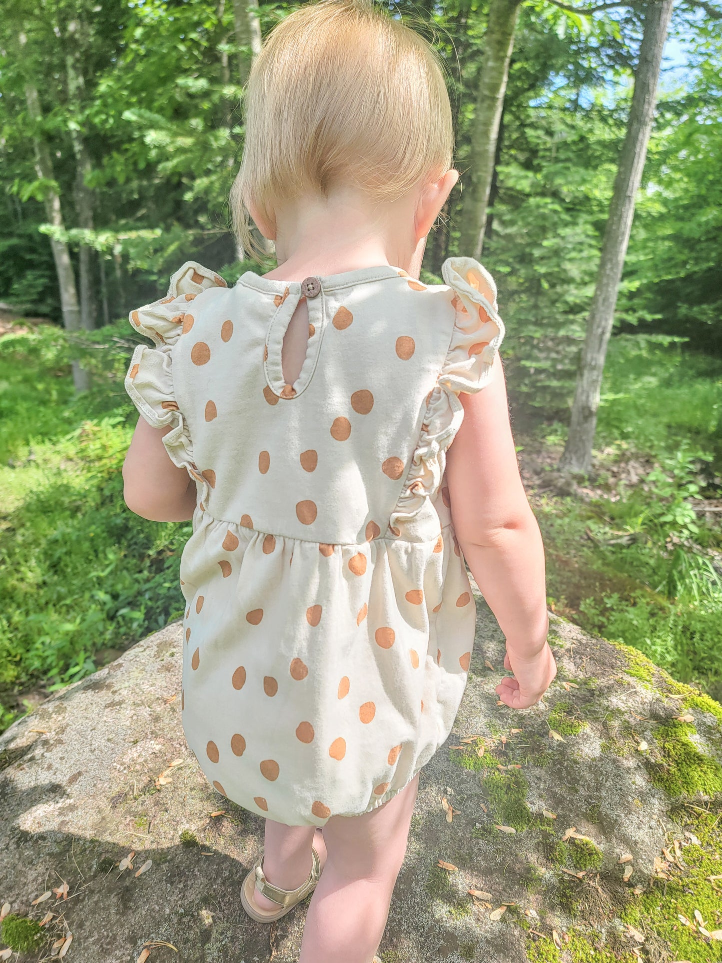 Clementine Flutter Sleeve Romper – Toddler & Infant Girls Cotton Romper