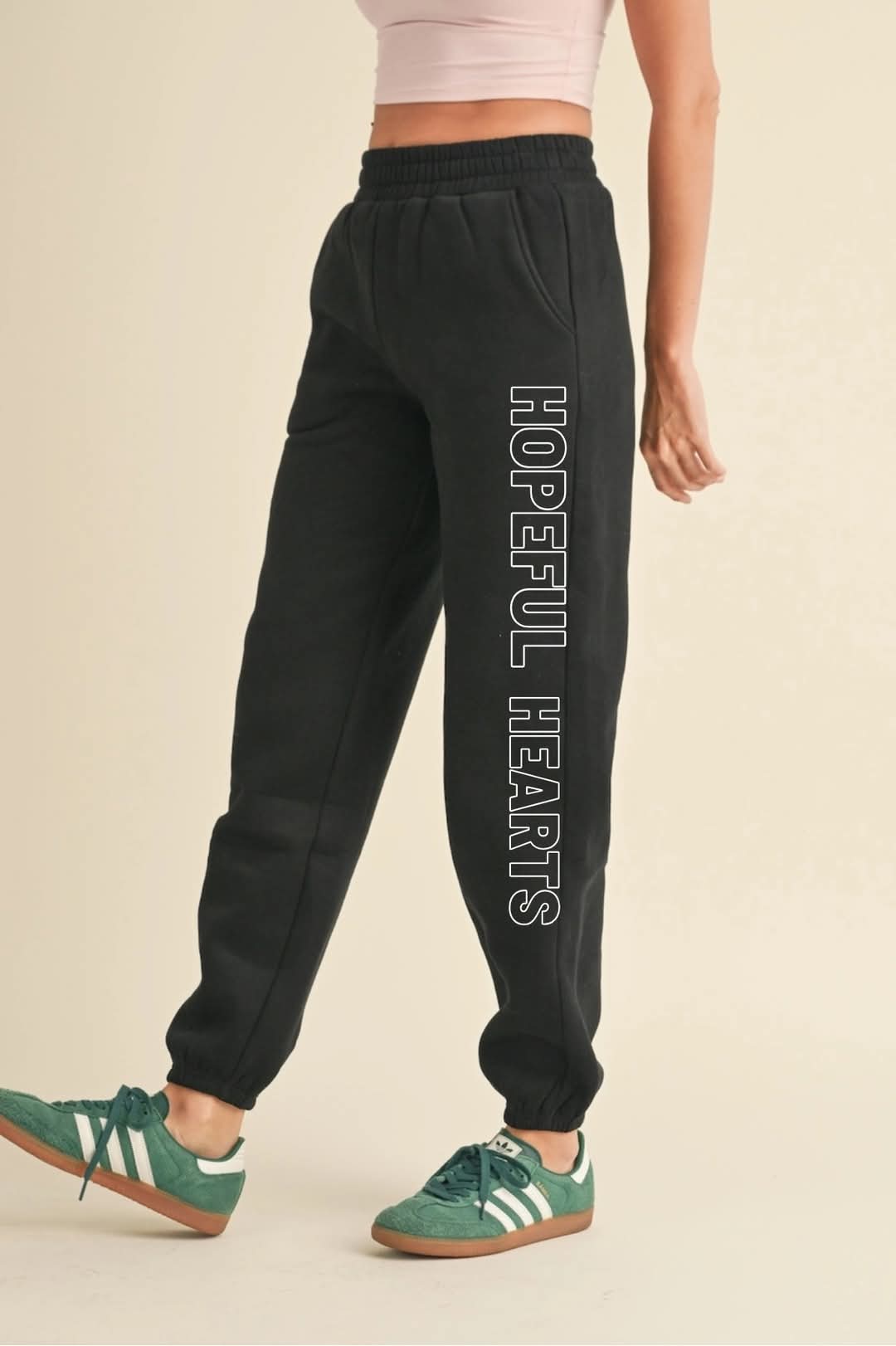 Hopeful Hearts cozy fleece jogger sweatpants, ultra-soft relaxed fit loungewear for women