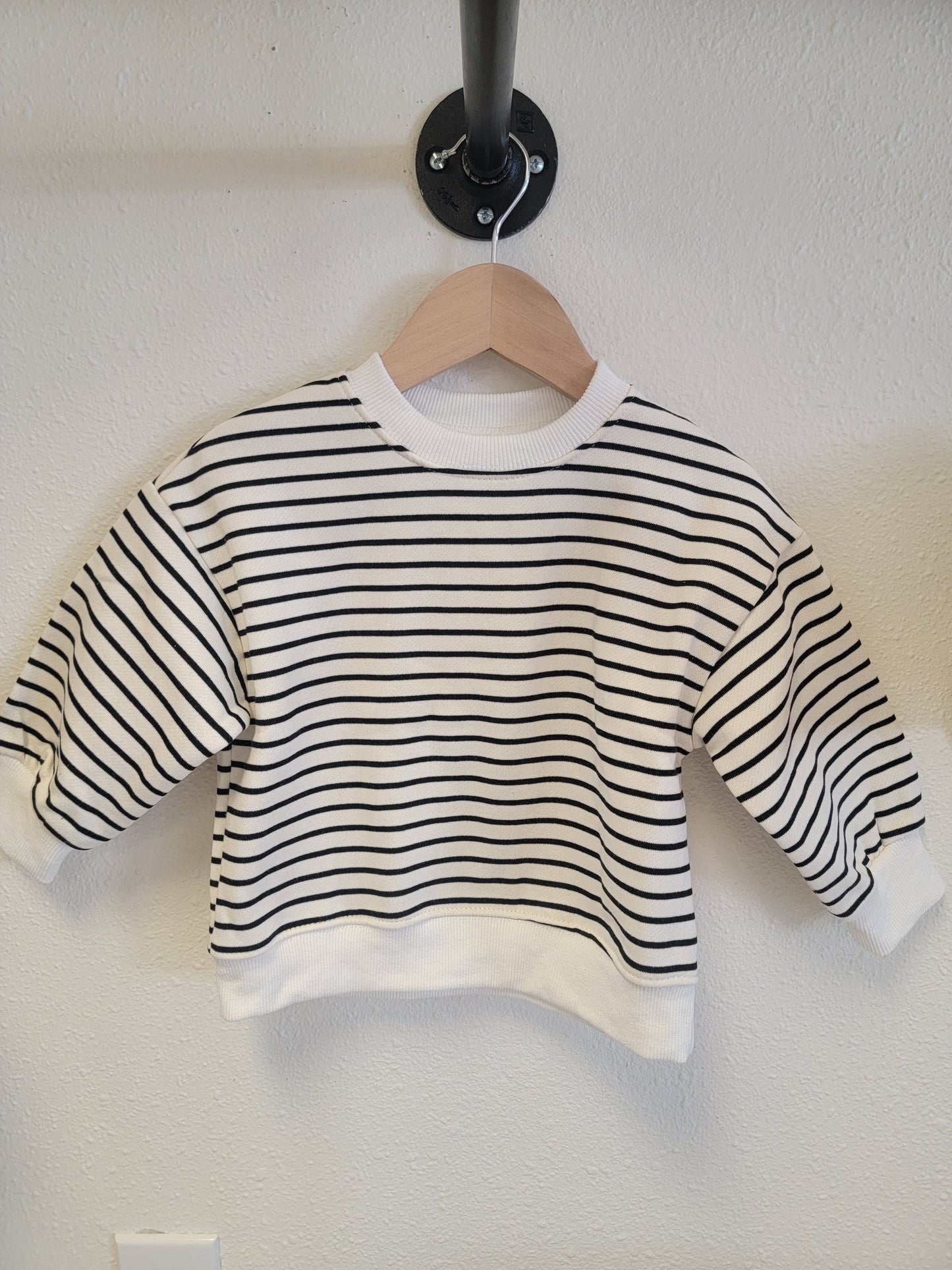 Baby Girl Patches Sweatshirt | Black & White Stripe or Solid White | 100% Cotton