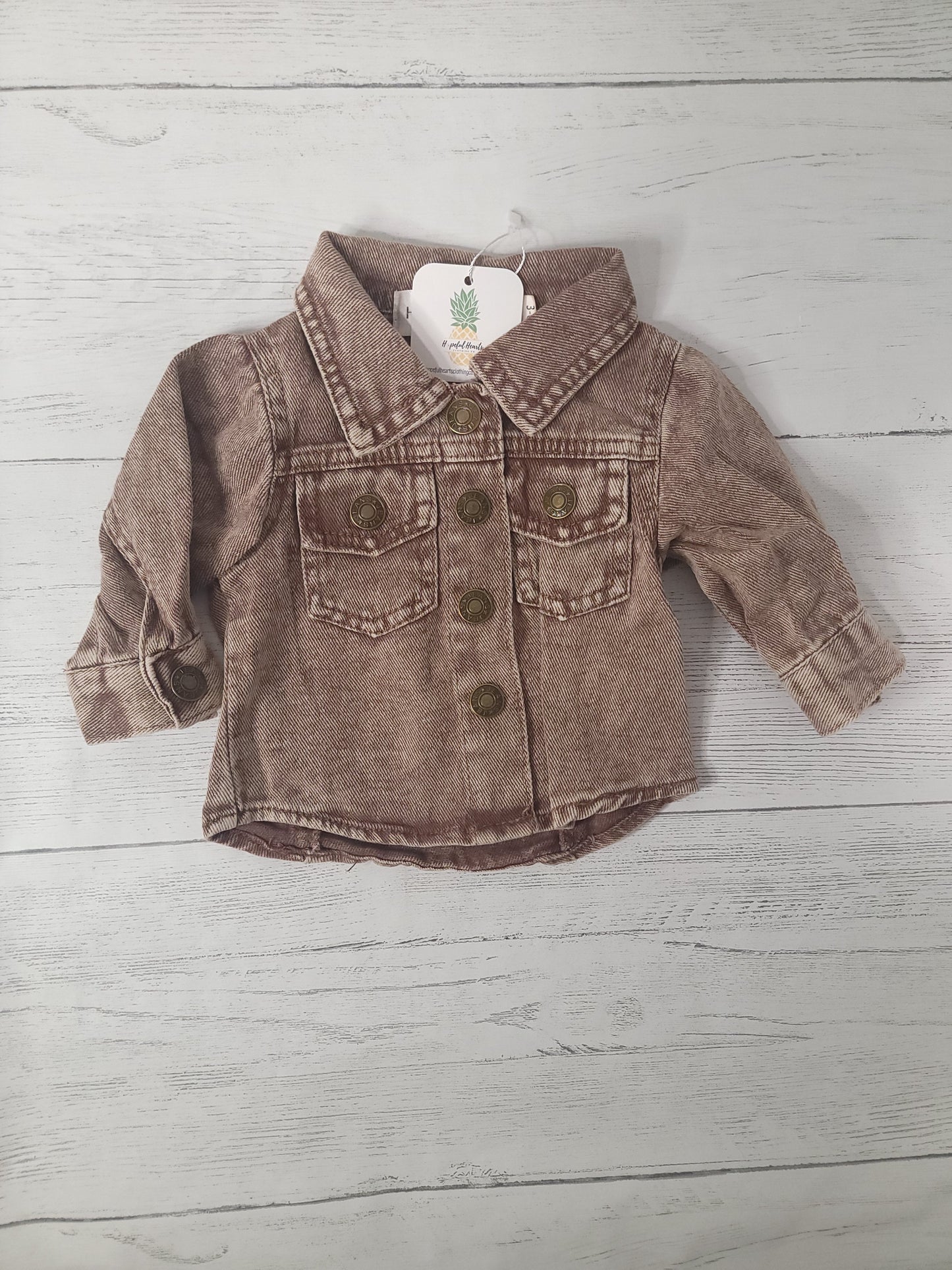 Brown Acid Wash Denim Jacket β Adult & Kid Matching, Lightweight Unisex Jean Jacket