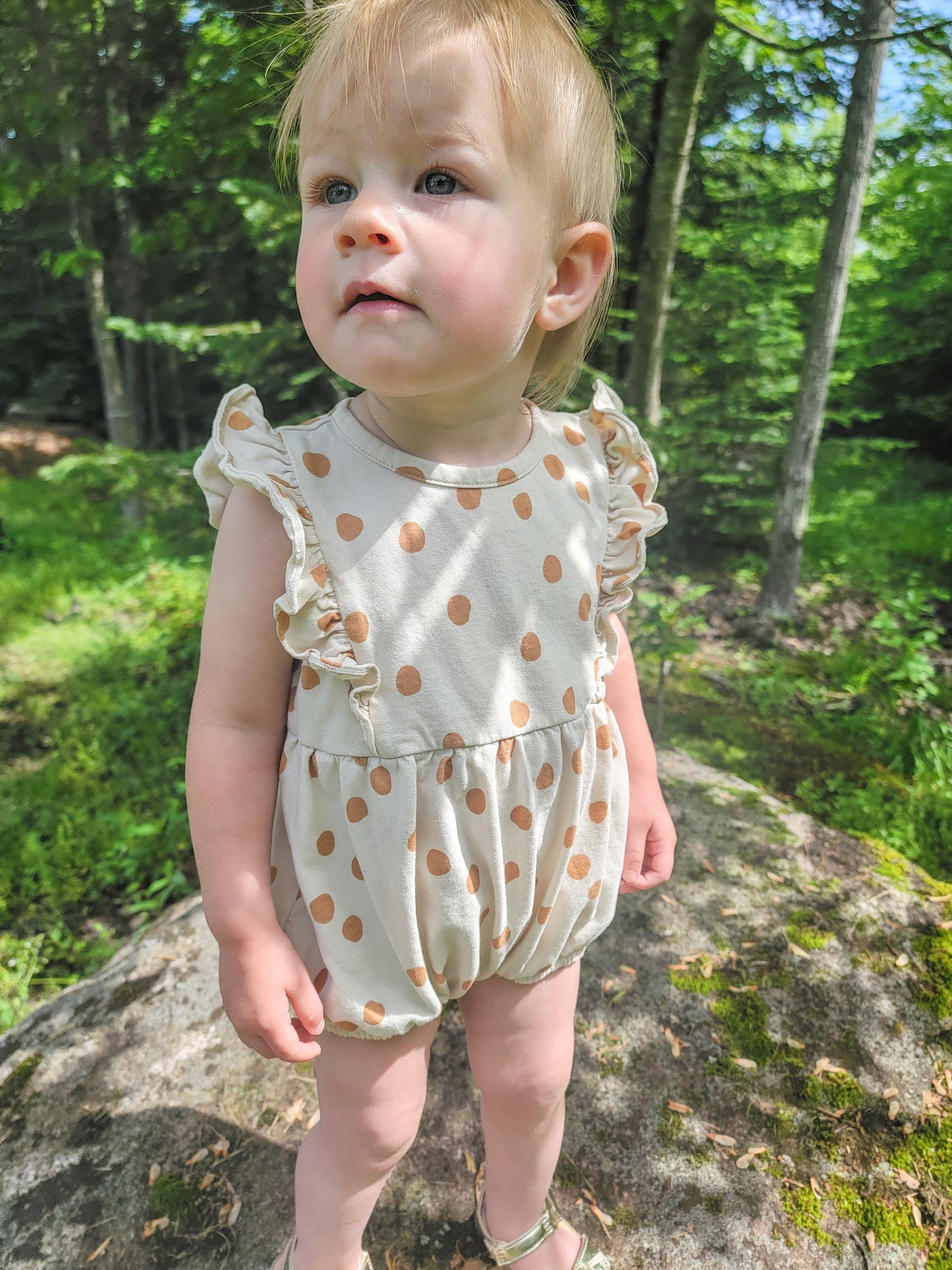 Clementine Flutter Sleeve Romper – Toddler & Infant Girls Cotton Romper