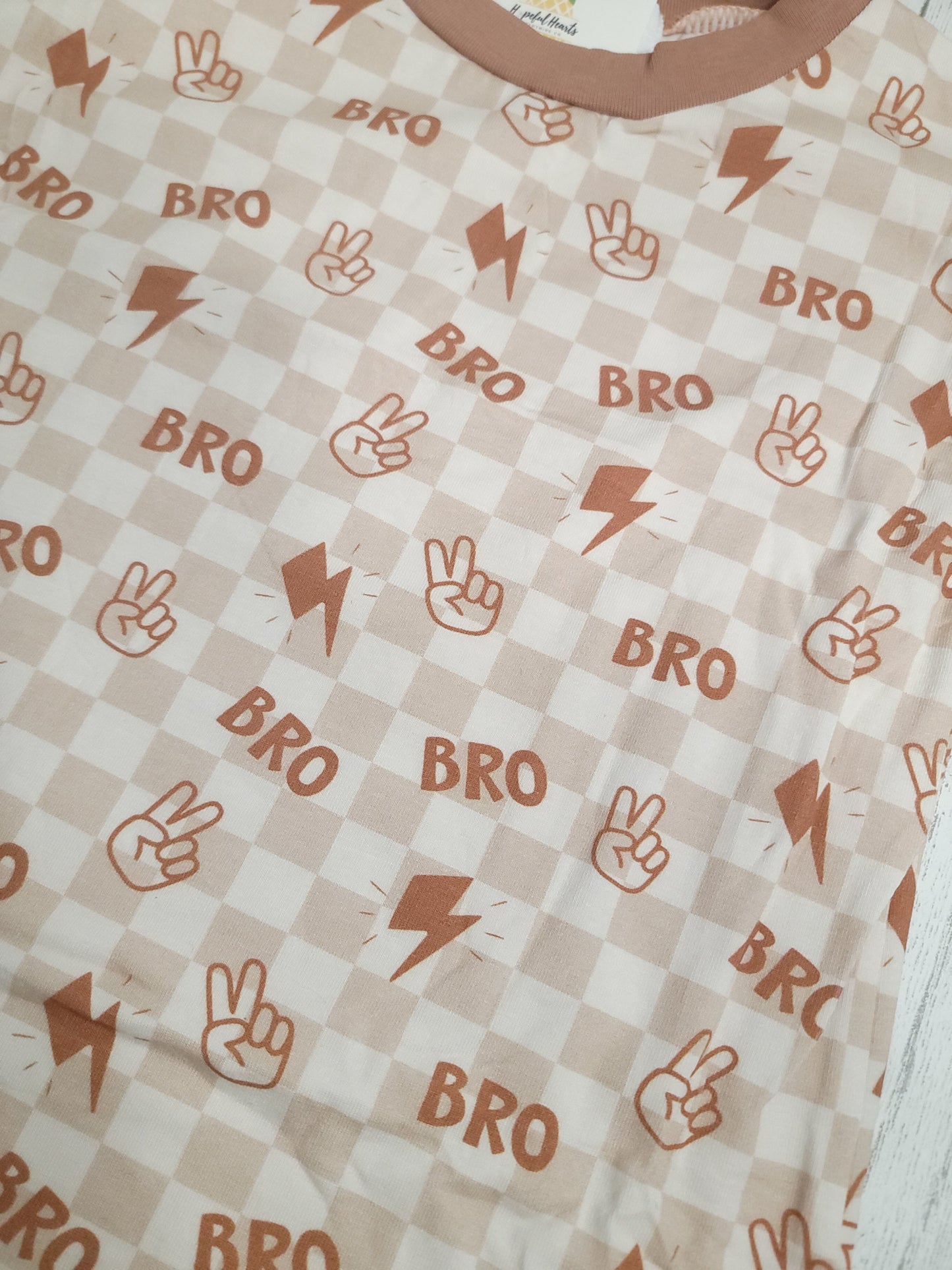 Bro✌🏻 Toddler T-Shirt – Lightning Bolt & Checkered Print