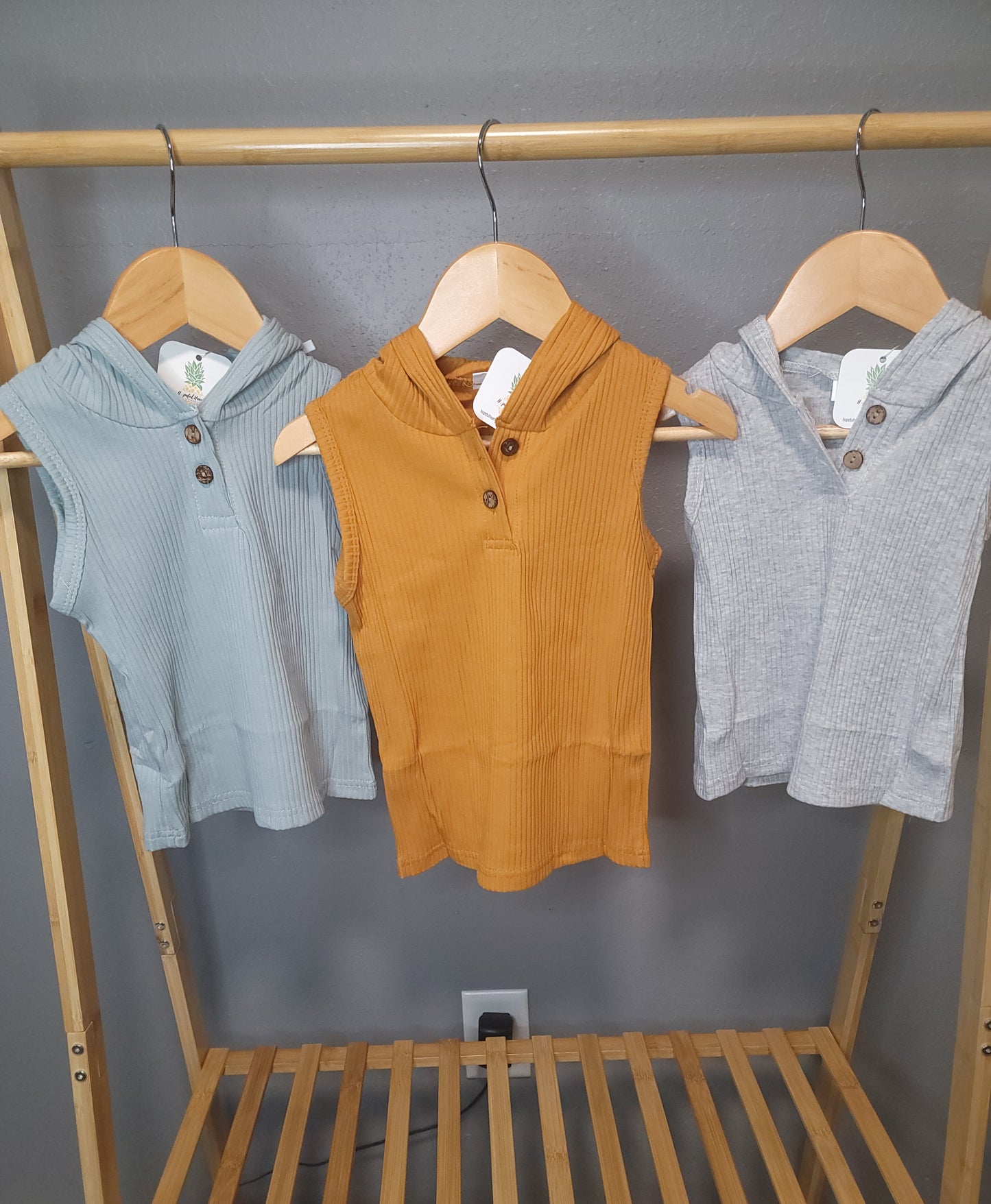 Henley Hooded Tank - Ribbed