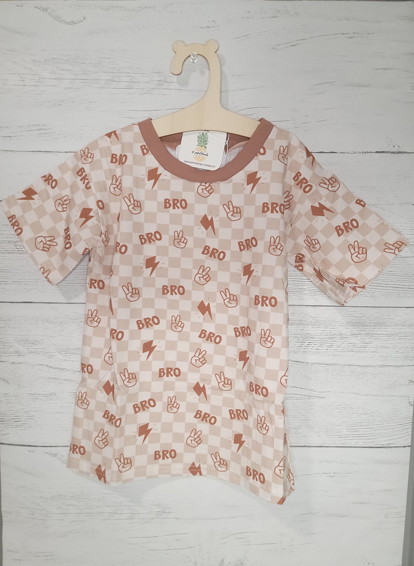 Bro✌🏻 Toddler T-Shirt – Lightning Bolt & Checkered Print