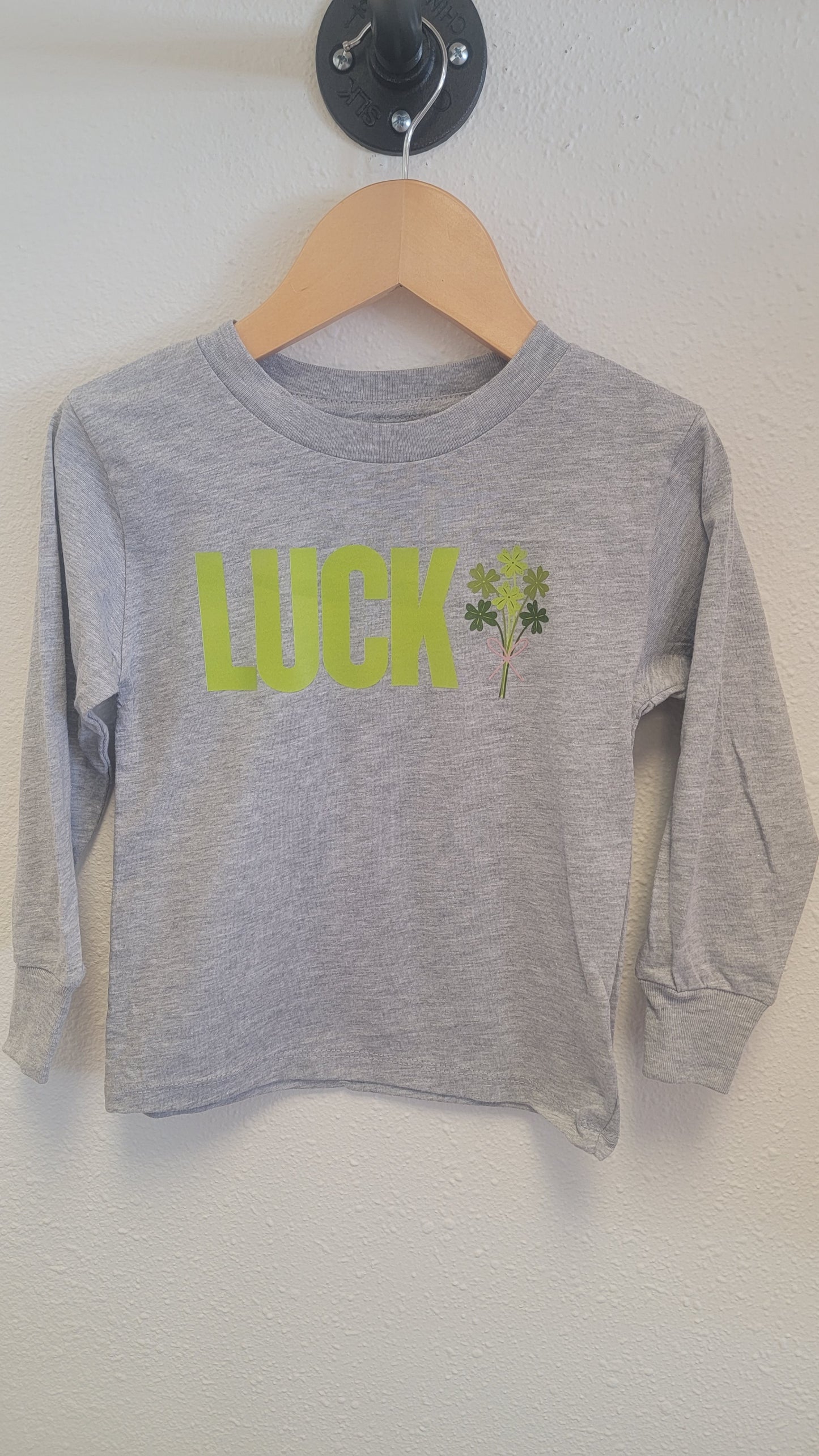 Children’s St. Patrick’s Day shirt, long sleeve tee featuring shamrock bouquet design
