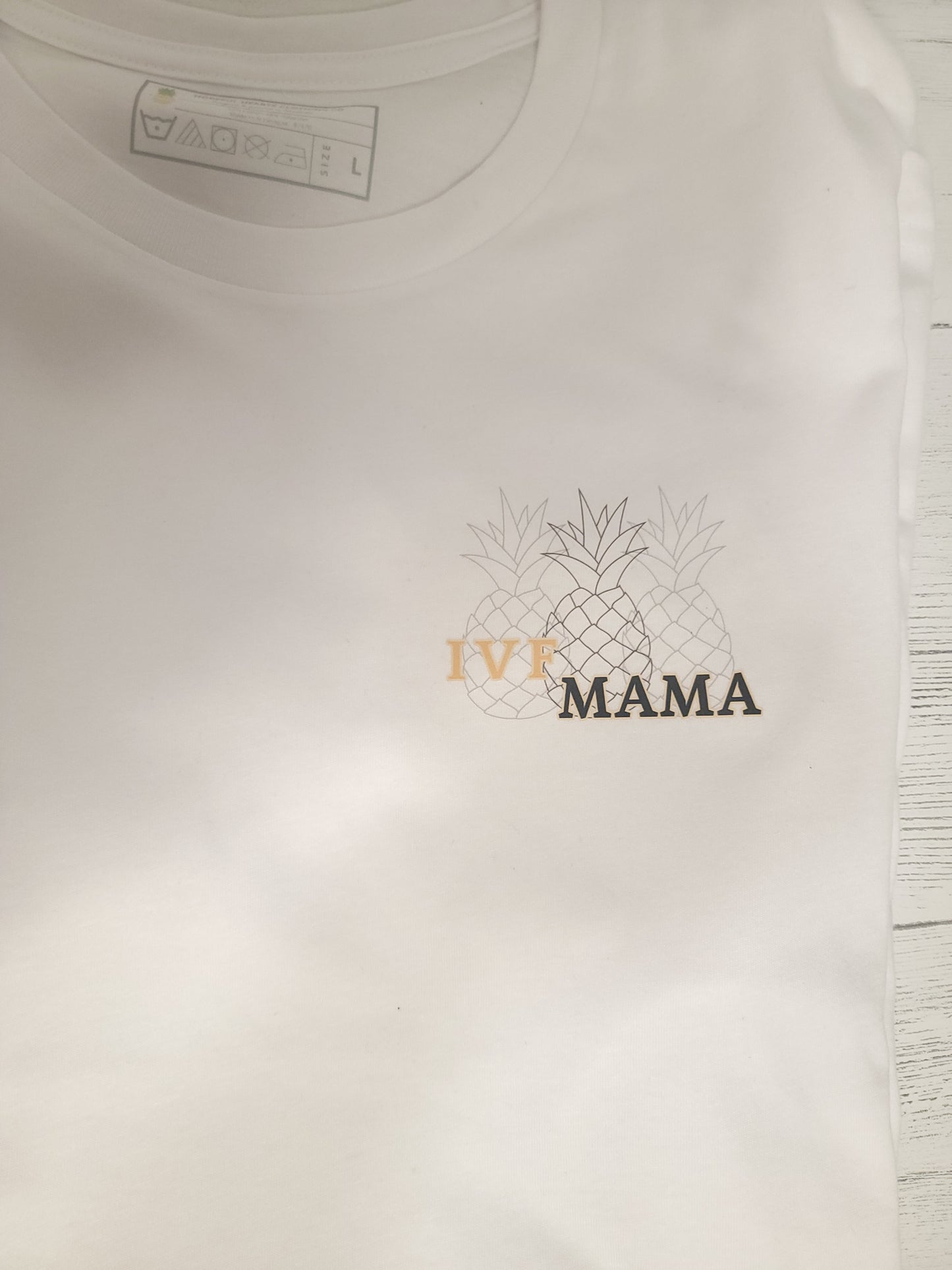 IVF Mama Tee – Infertility Awareness Shirt with Gold Pineapple Design