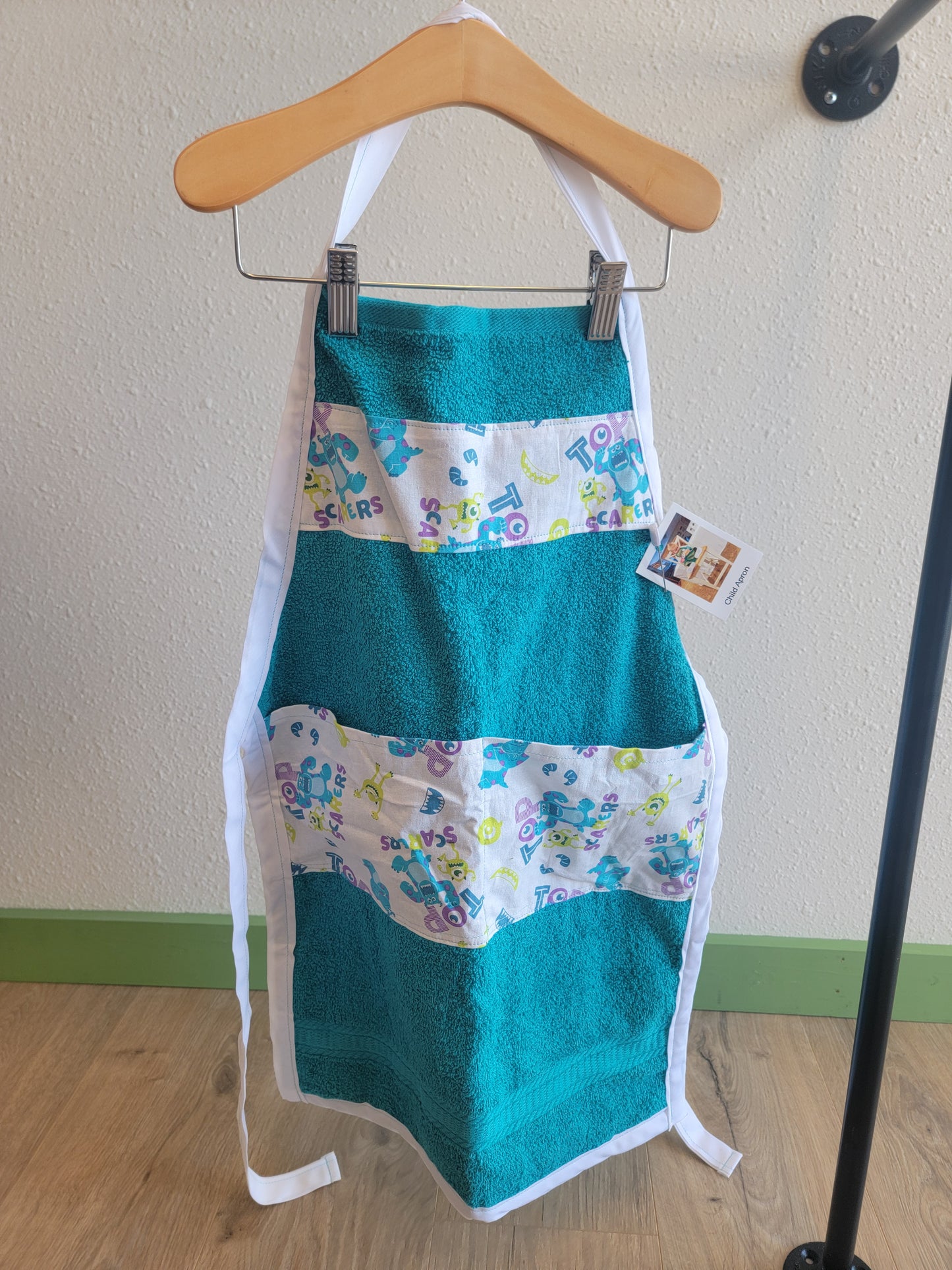 Handmade personalized gifts and home essentials by Made By Penny child apron monsters inc