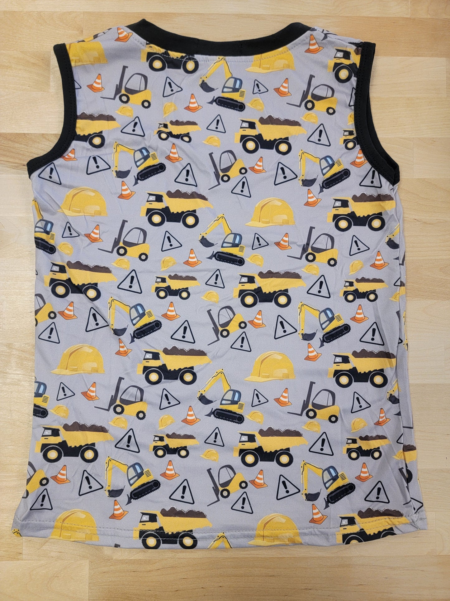 Children’s construction design tank top, Boys At Work graphic pocket tee, lightweight and comfortable