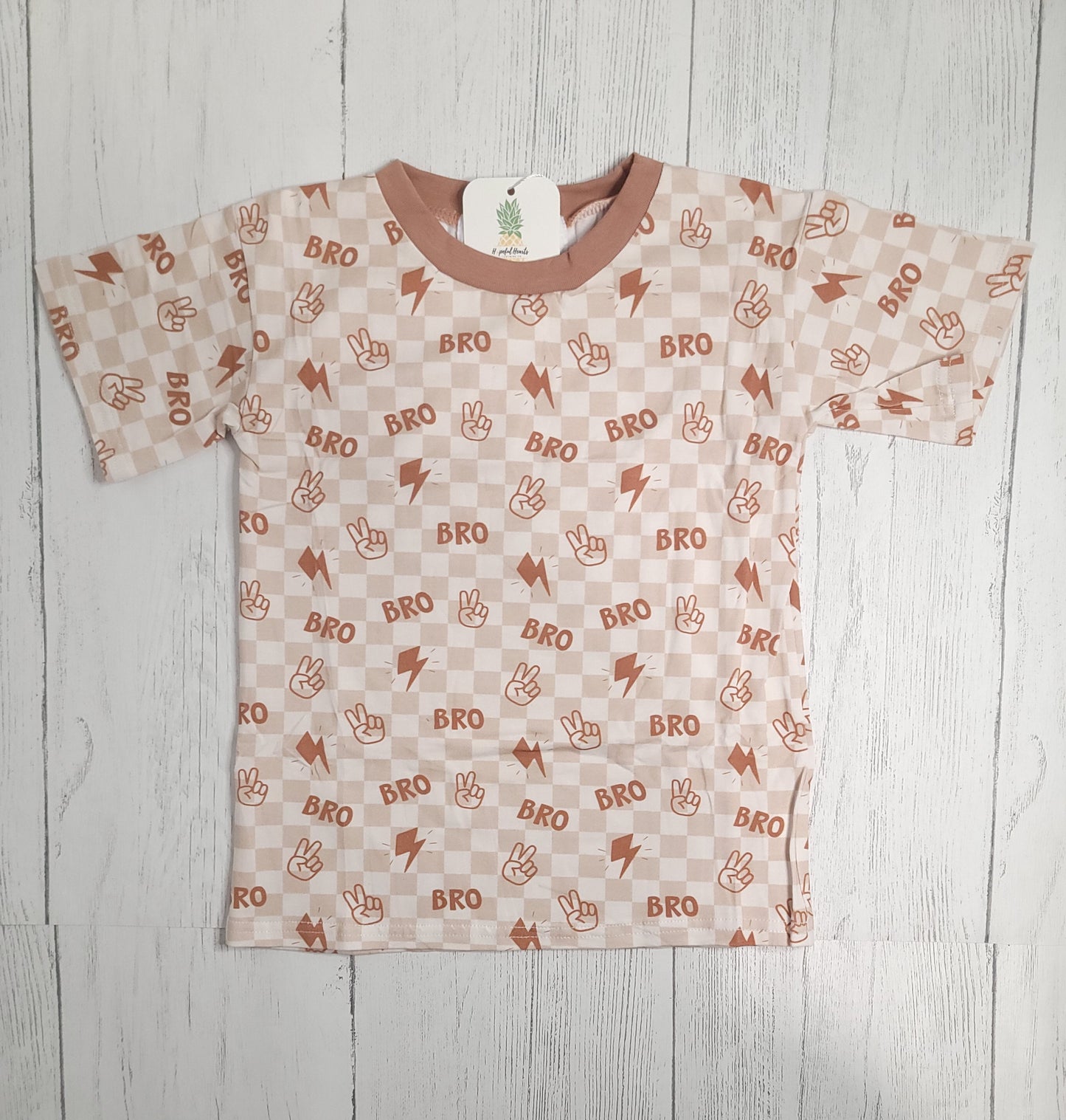 Bro✌🏻 Toddler T-Shirt – Lightning Bolt & Checkered Print
