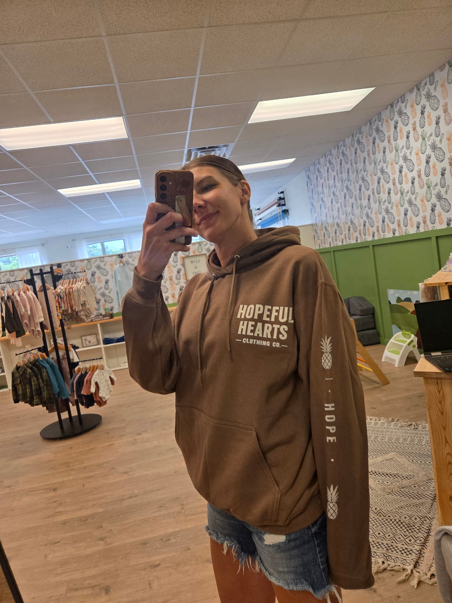 Hopeful Hearts Pineapple Hoodie | Brown Infertility Awareness Sweatshirt