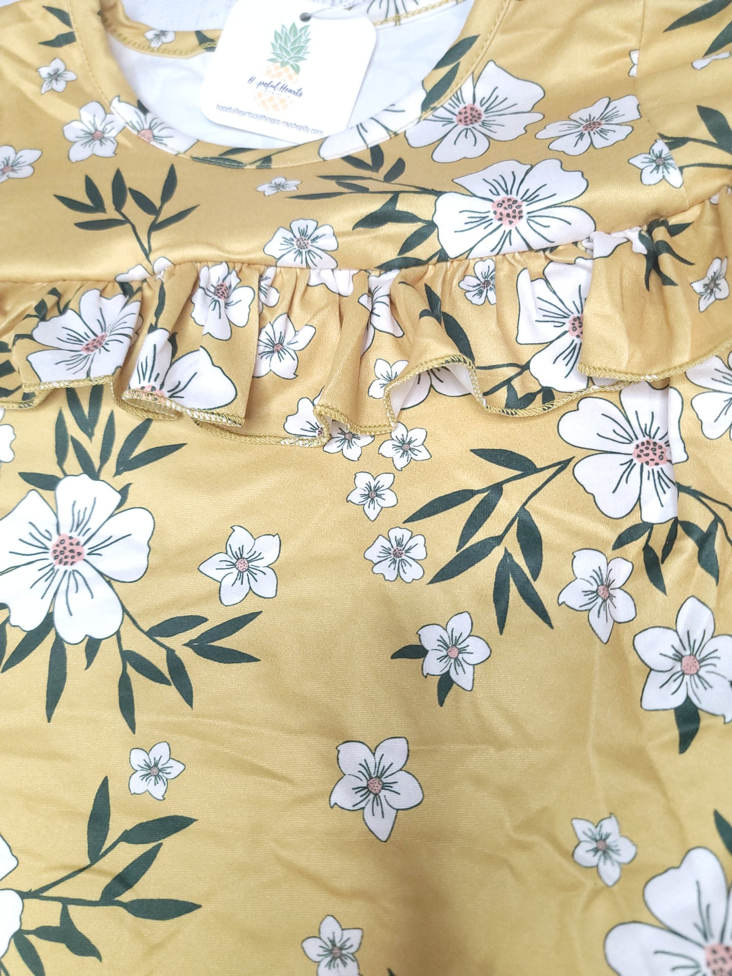 Amelia Floral Skirt Set – Mustard Ruffle Toddler Girls Outfit